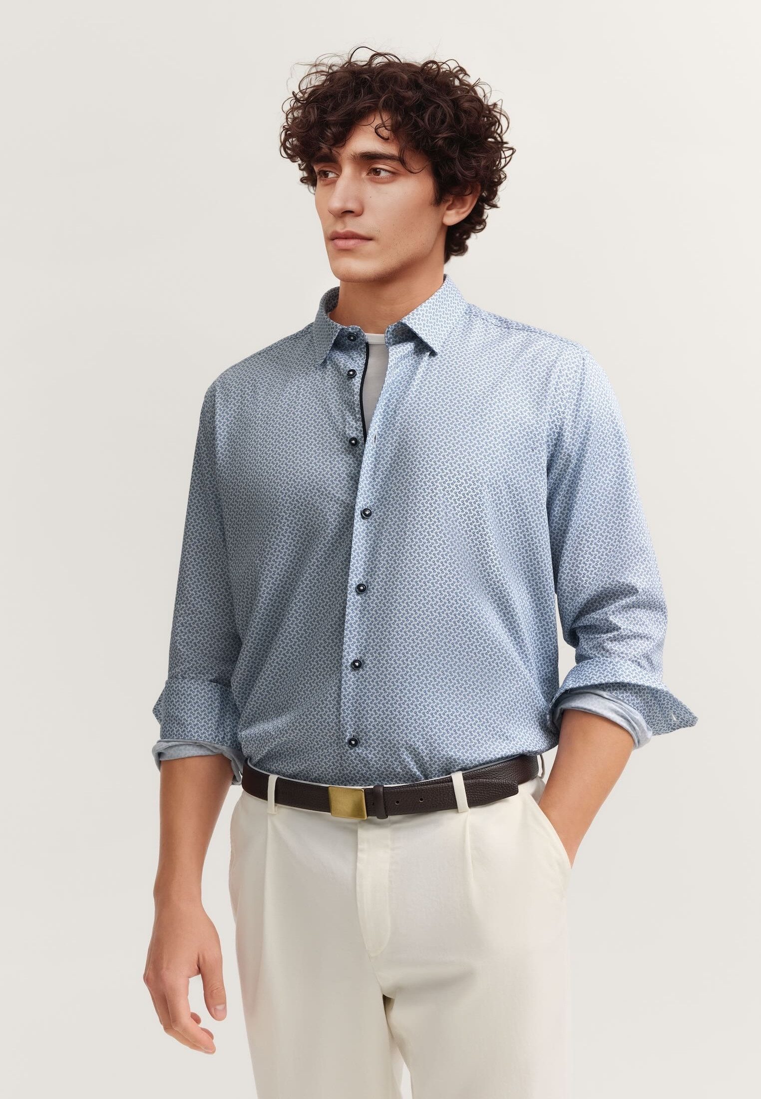 bugatti Businesshemd Easy-Care Funktion mit Under-Button-Down Kragen