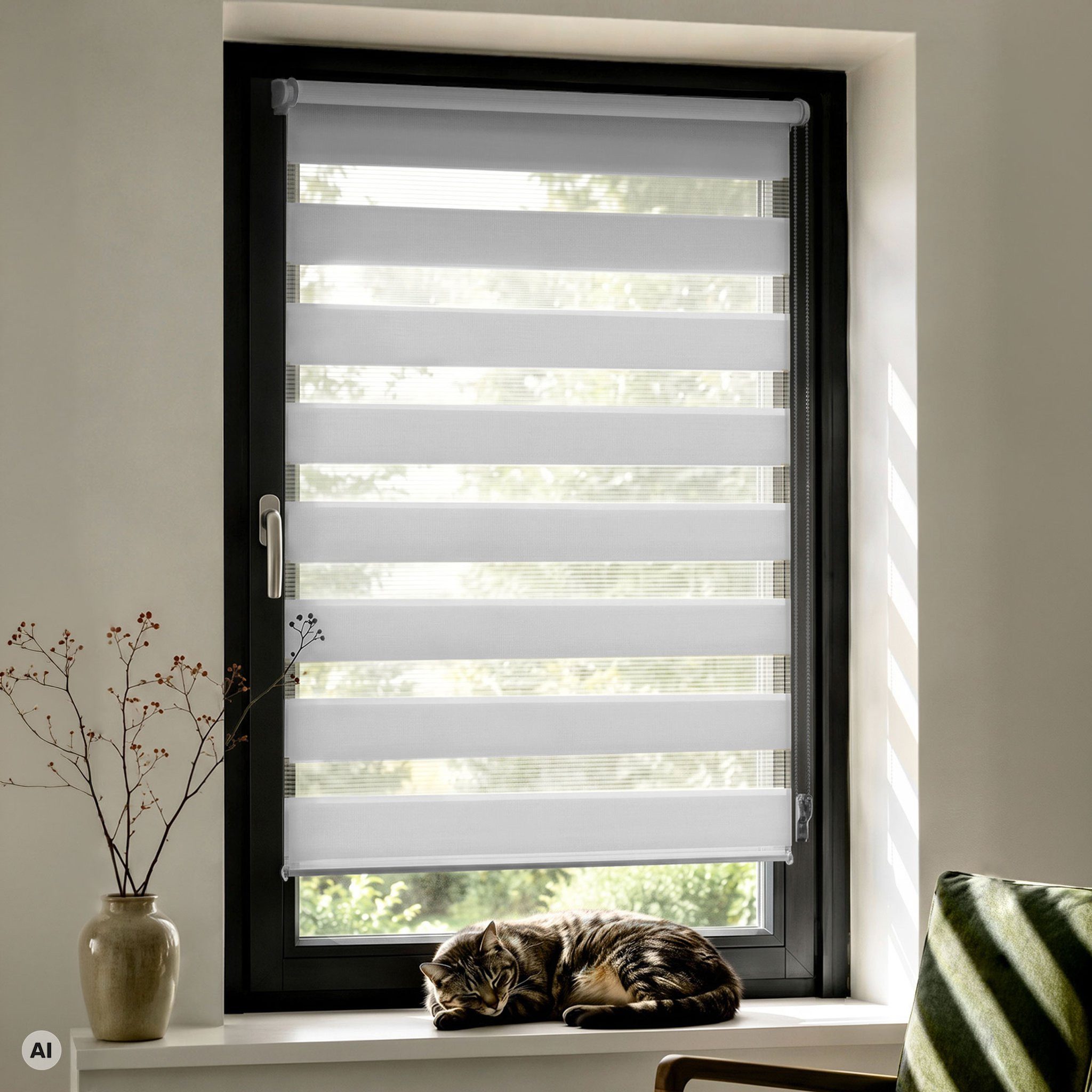Doppelrollo Zevra Doppelrollo Duo Rollo 35x160cm hellgrau hellgrau, Victoria M., halbtransparent, ohne Bohren, freihängend, verschraubt, Feuchtraumgeeignet, Sichtschutz oder Durchsicht