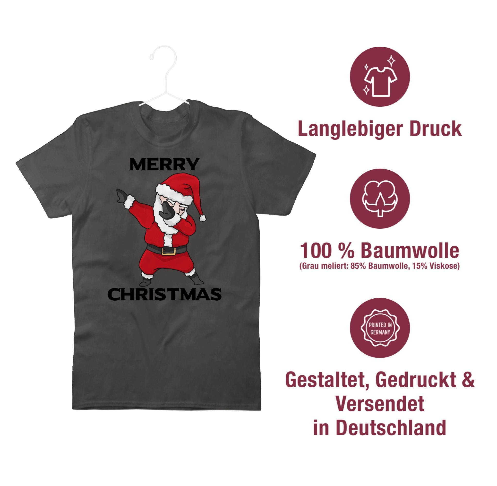 Shirtracer T-Shirt Dabbing Weihnachtsmann Weihachten Kleidung Dunkelgrau 1