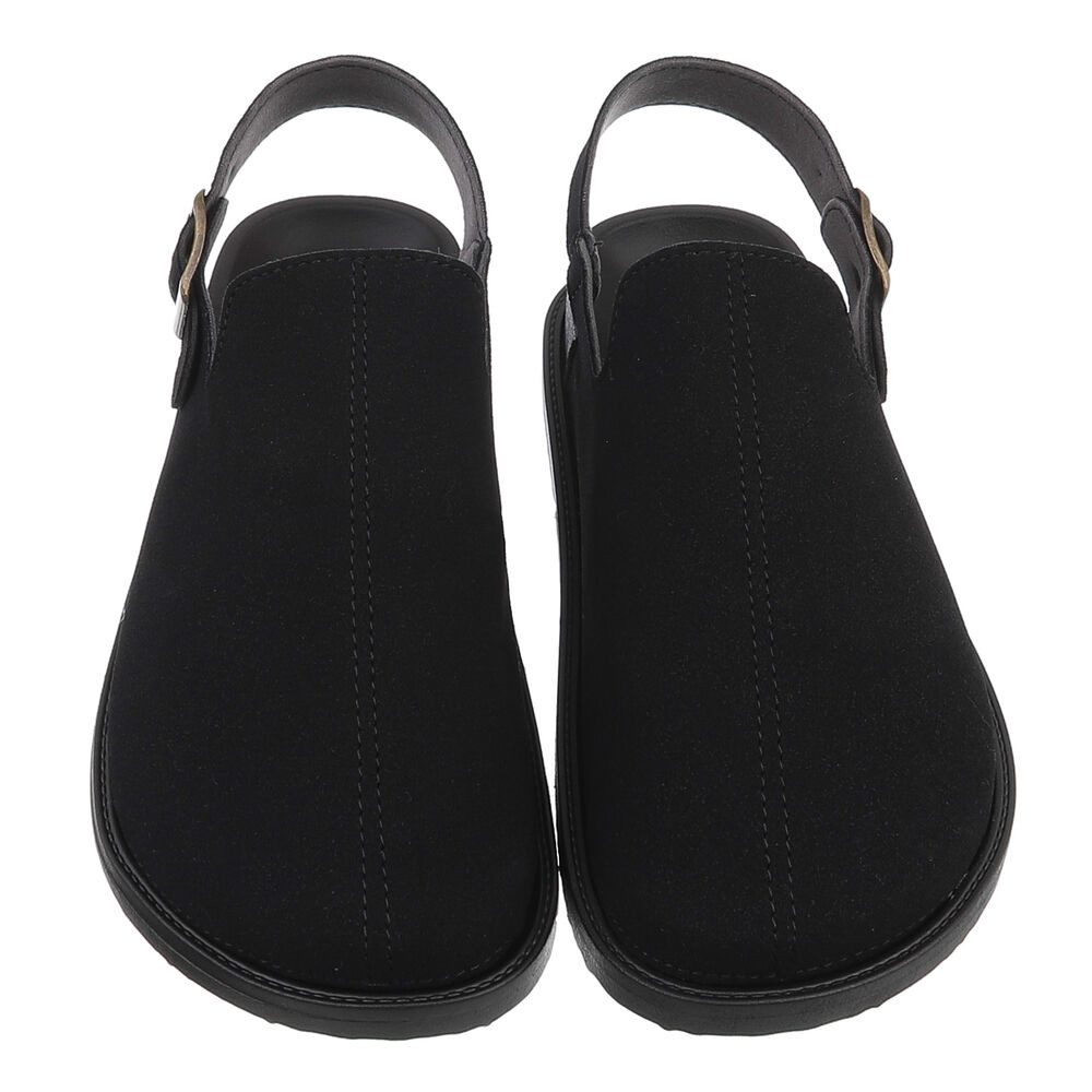 Ital-Design Damen Mules Freizeit Riemchensandalette (88828387) Flach Riemchensandalen in Schwarz – Bild 4 von 5
