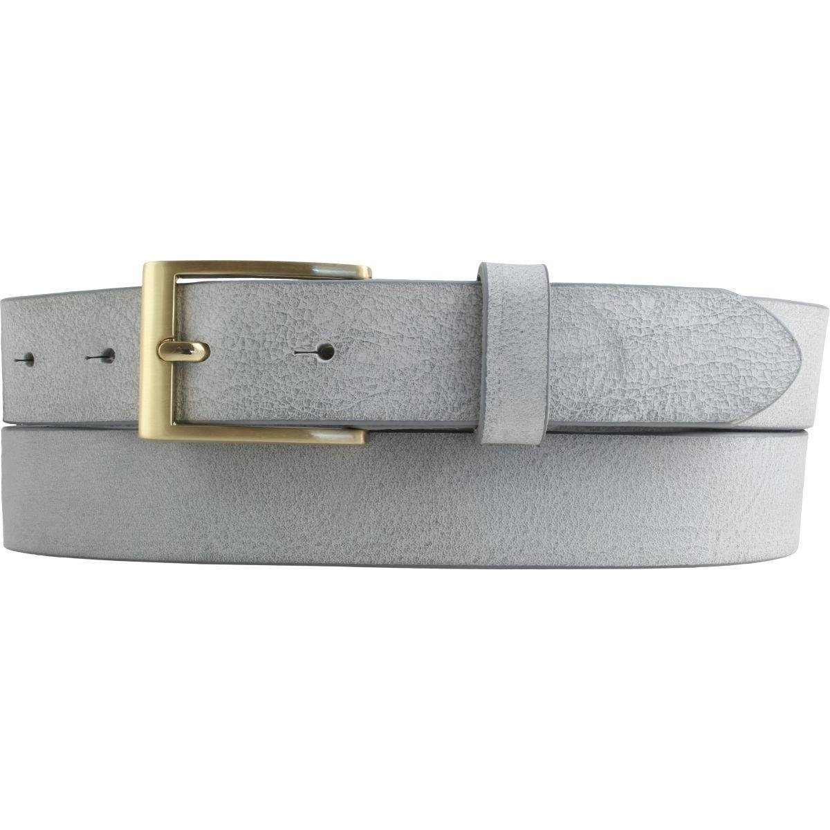 BELTINGER Ledergürtel Herren-Gürtel aus weichem Vollrindleder Vintage-Look 3 cm - Leder-Gürt weiches Leder, Gürtelschnalle in Gold, Vintage Jeansblau, Gold