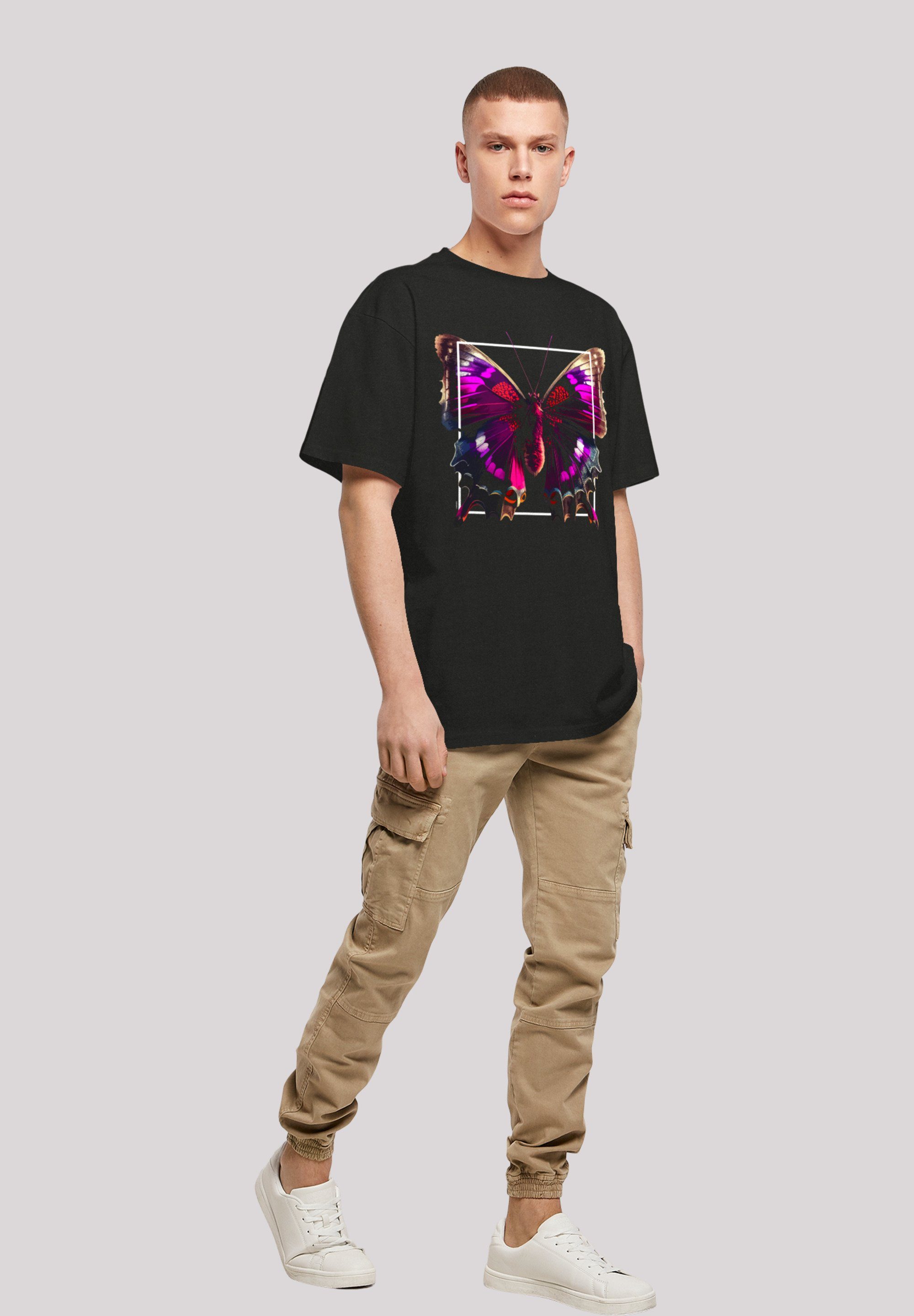 schwarz Print TEE T-Shirt OVERSIZE Schmetterling F4NT4STIC Pink