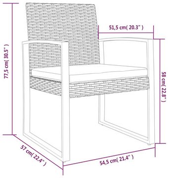 vidaXL Gartenstuhl Garten-Esszimmerstühle 2 Stk. Dunkelgrau PP-Rattan (2 St)