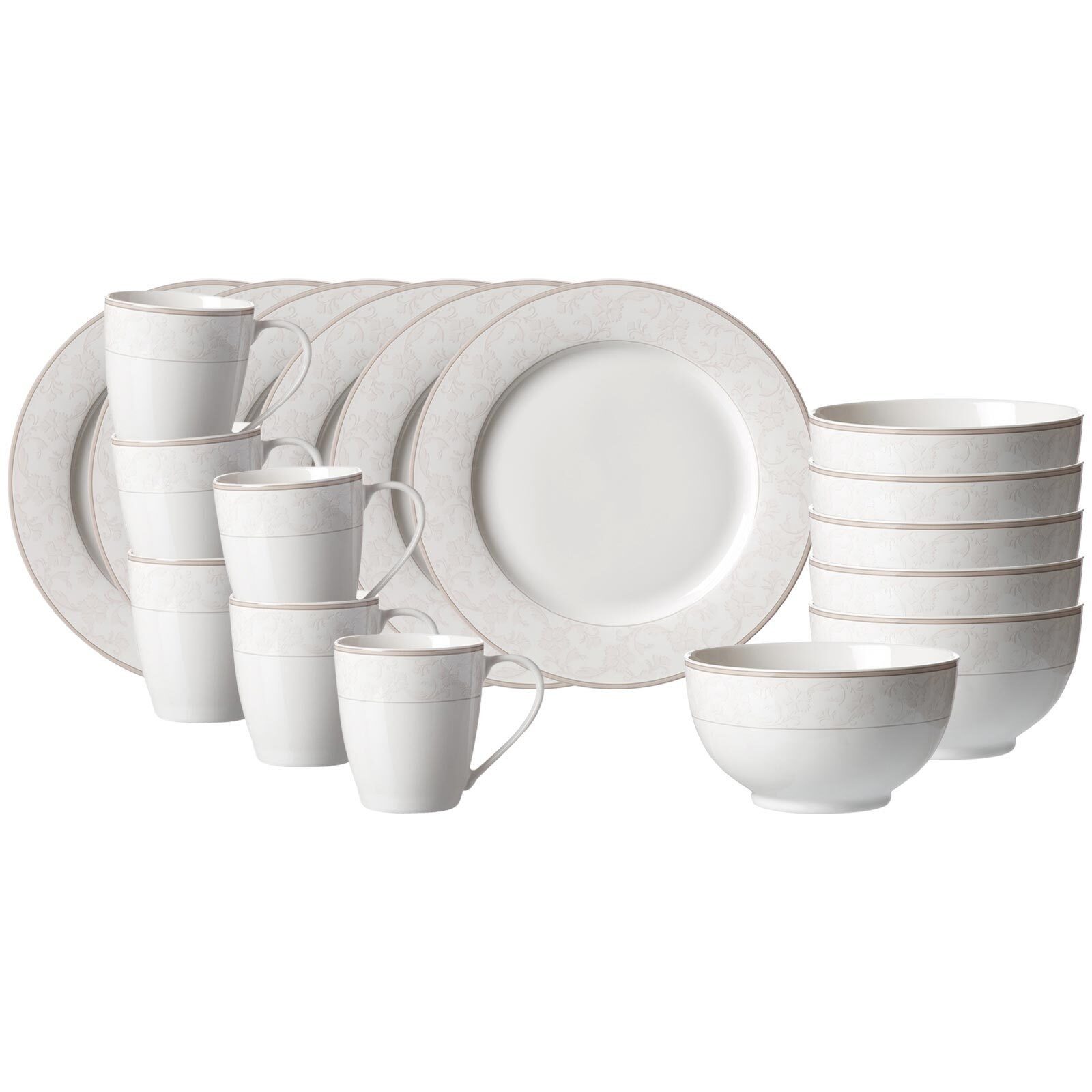 Ritzenhoff & Breker Frühstücks-Geschirrset Isabella Frühstücks-Set 18-tlg. (18-tlg), 6 Personen, Porzellan