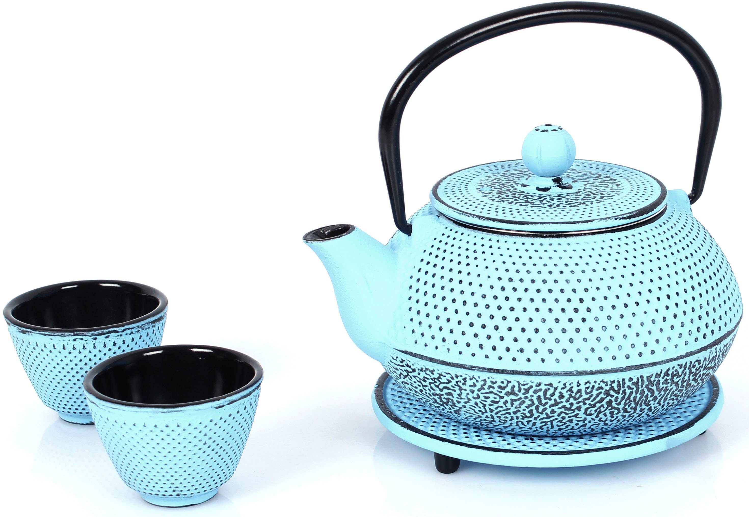 ECHTWERK Чайний сервіз (4-tlg), 2 Personen, Gusseisen, Vintage-Design, 0,8 L, Gusseisen, abnehmbares Sieb