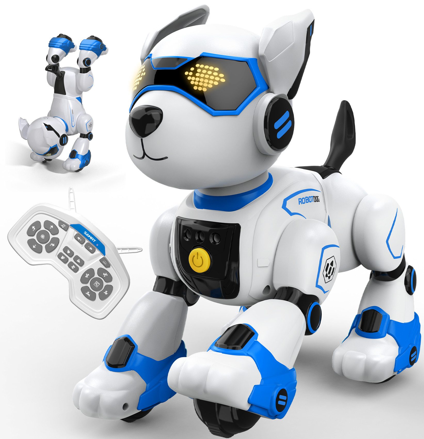 Fanttik Rc робот Roboter Hund Kinder Puzzle Spielzeug Festival Geschenk (Programmierbarer Roboterhund mit Sprachbefehle,Fernbedienung, Berührungssensor), Roboterhund Spielzeug ab 3 Jahre mit Wiederaufladbarer Batterie
