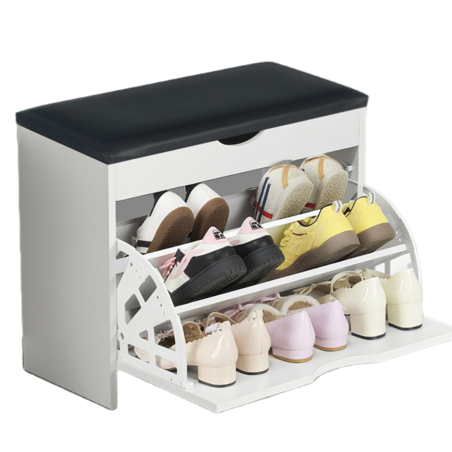 oyajia Schuhbank Schuhregal mit Sitzpolster 60x48x30cm günstig online kaufen