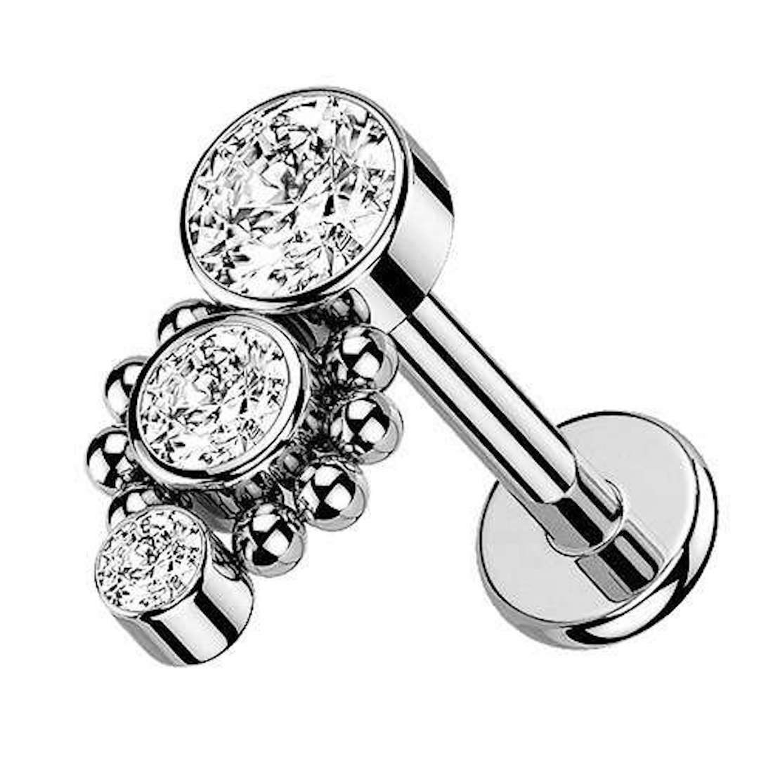 Taffstyle Piercing-Set Piercing Stecker drei Kristalle aus Chirurgenstahl f günstig online kaufen
