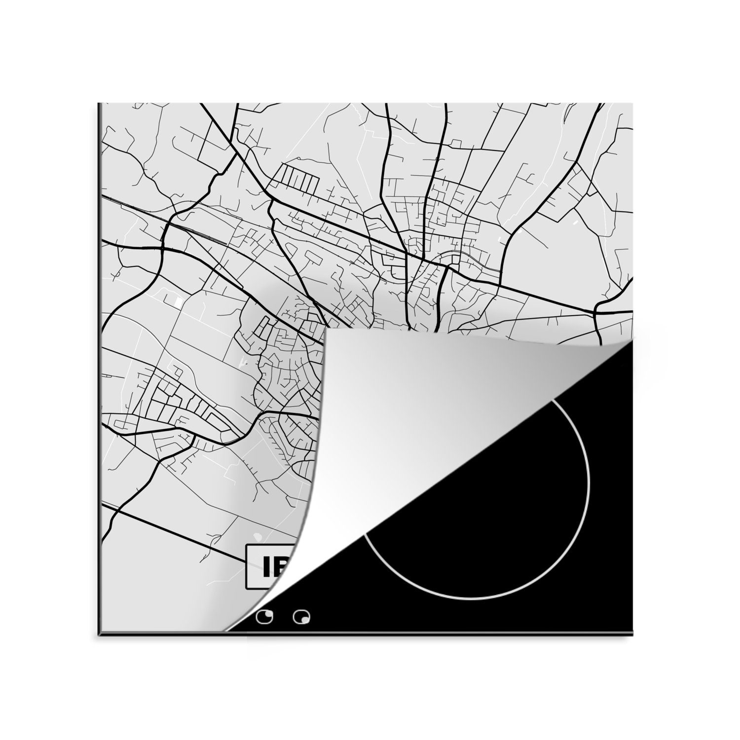 MuchoWow Herdblende-/Abdeckplatte Ibbenbüren - Karte - Stadtplan - Deutschland, Vinyl, (1 tlg), 78x78 cm, Ceranfeldabdeckung, Arbeitsplatte für küche