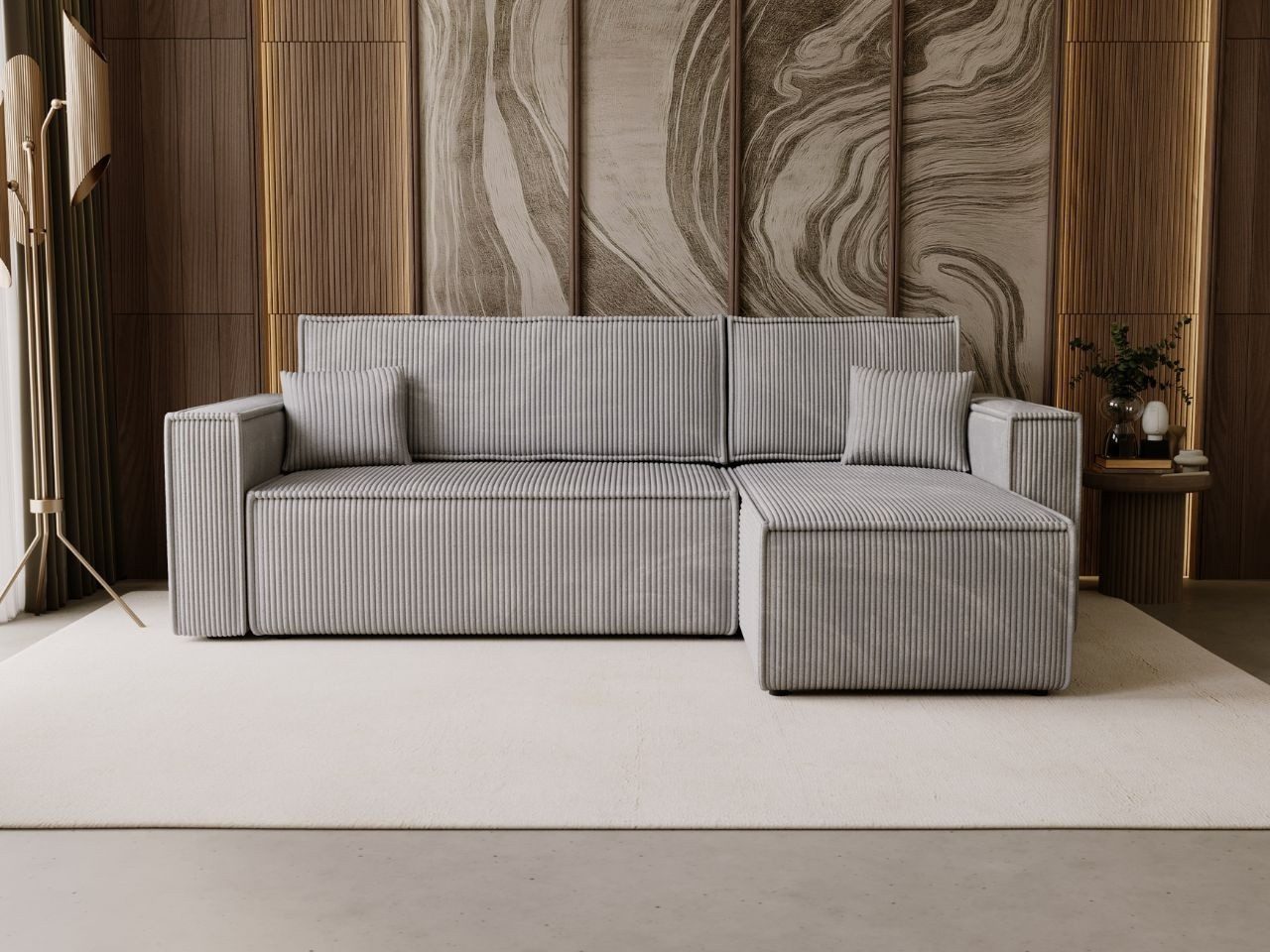 GrainGold Ecksofa L-Form Prato L, Set, Schlaffunktion, Bettkasten, DL-Mechanismus, Wellenfederkern