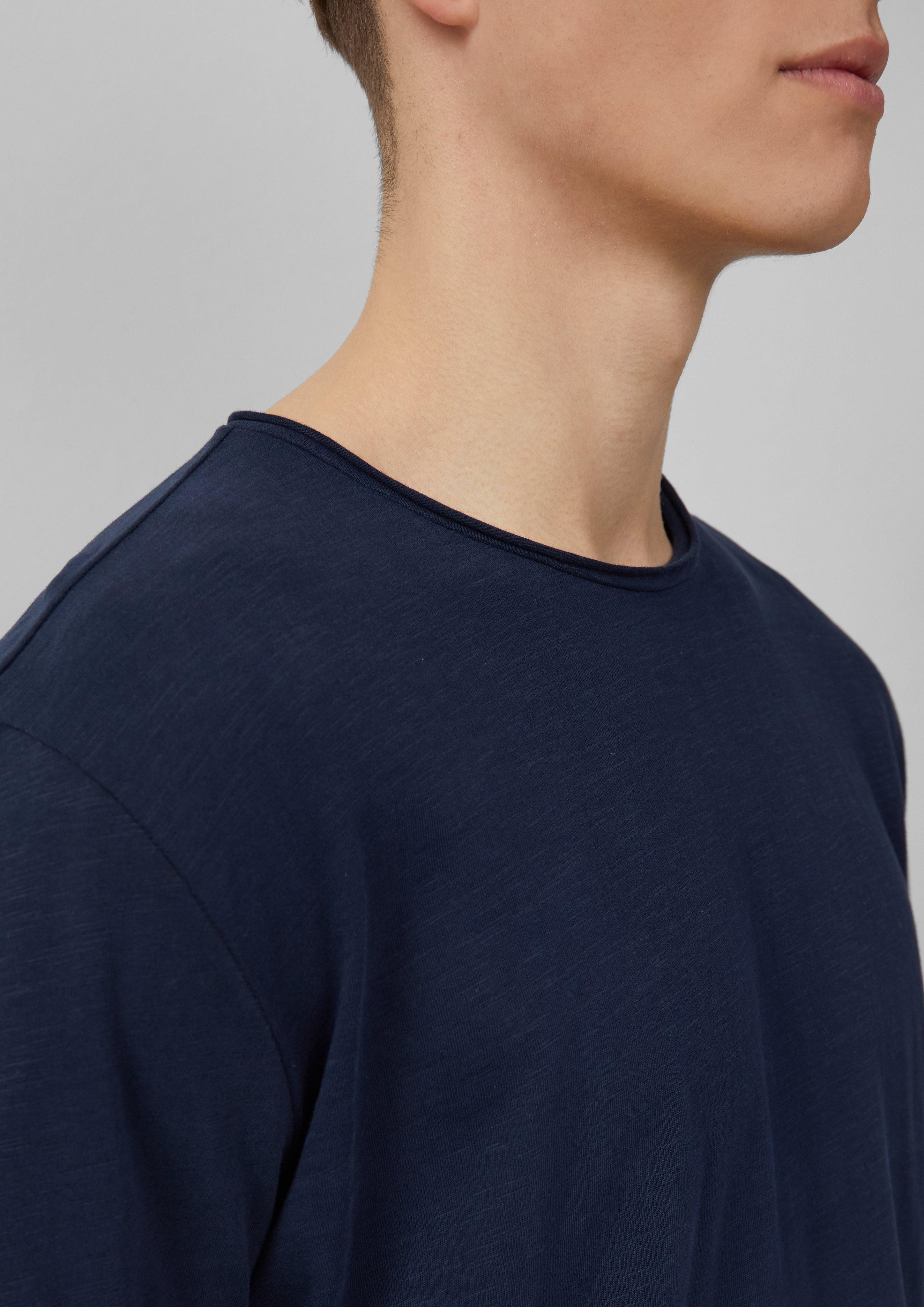 QS Langarmshirt Baumwollshirt mit Rollkante und günstig online kaufen