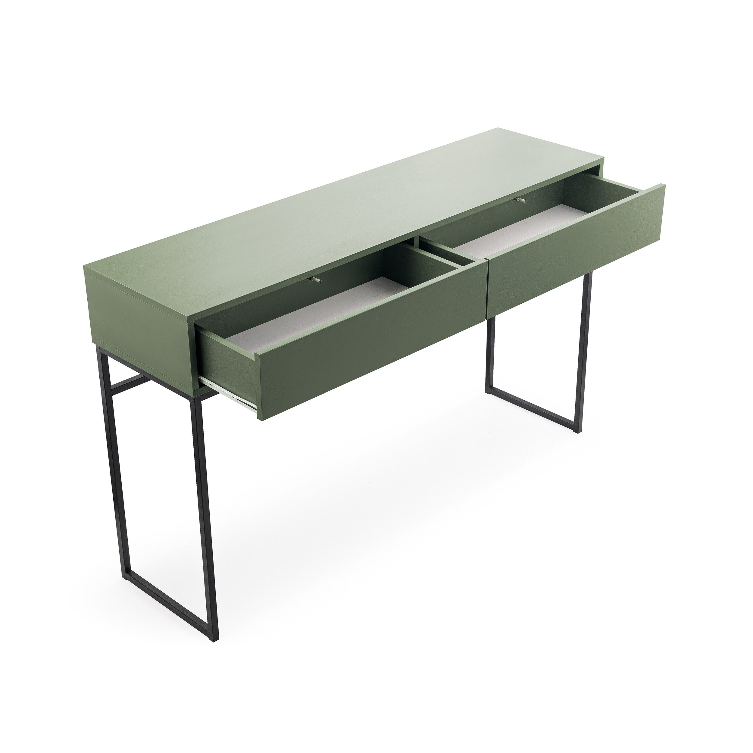 Beautysofa Schminktisch GIANA elegante grifflos mit 2 Schubladen (erhältlich in Sandbeige oder Flaschengrün), Breite: 137 cm