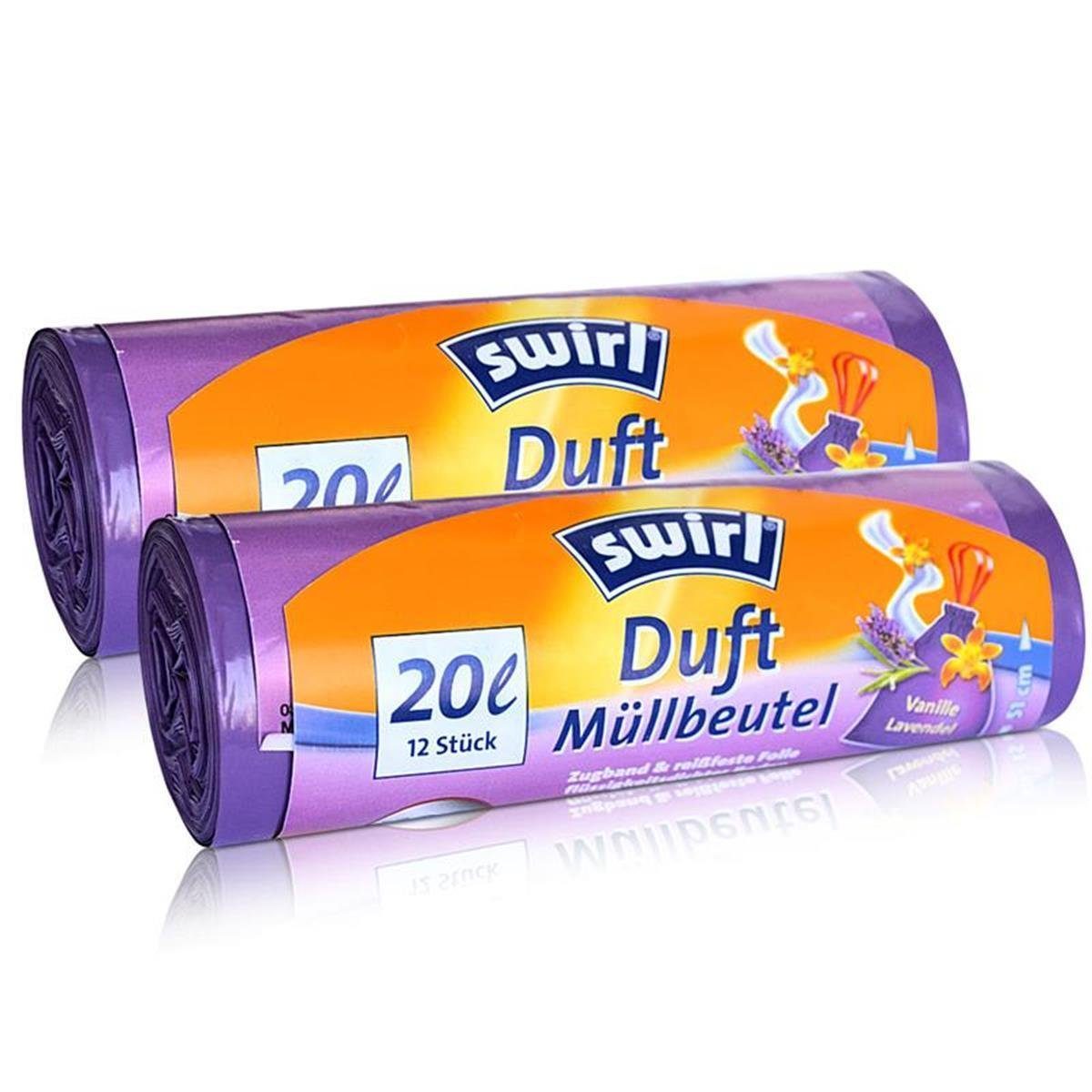 Swirl Müllbeutel 2x Swirl Duft Müllbeutel 20L (12 stk./ Rolle) Vanille / Lavendel Duf