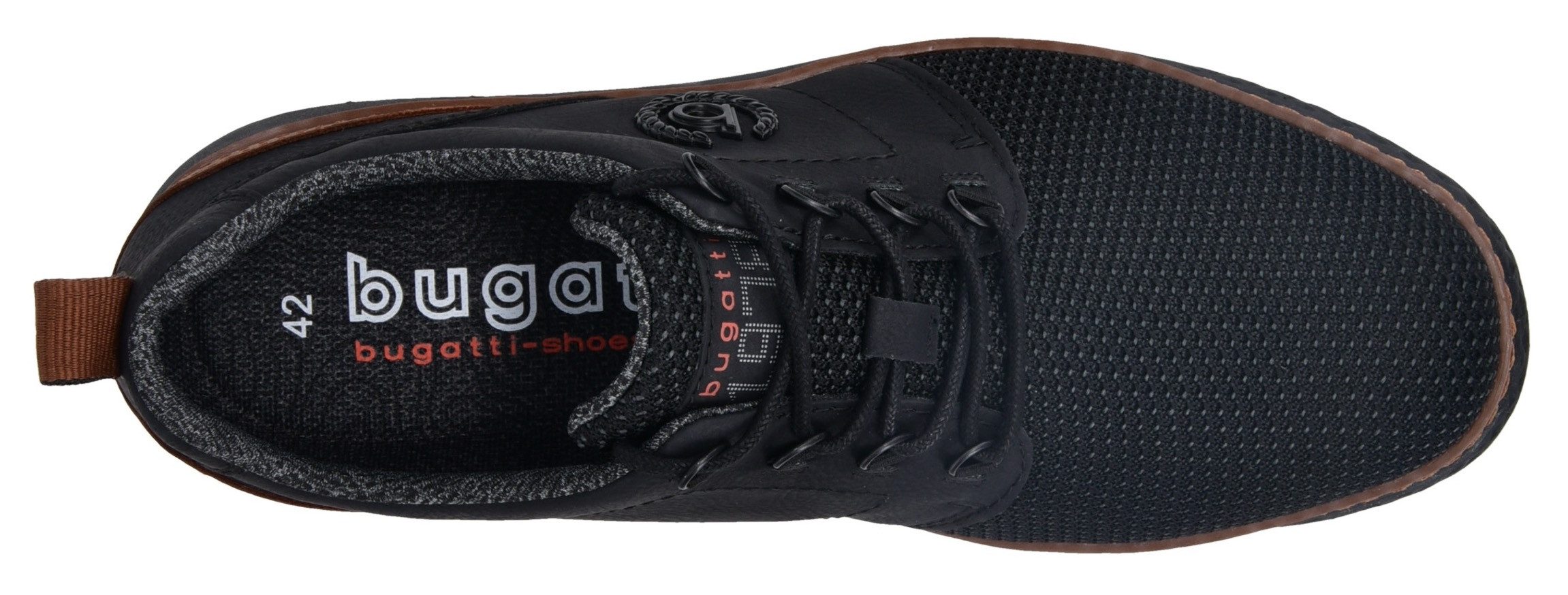 bugatti Schnürschuh, Freizeitschuh, Halbschuh, Schnürer mit Kontrastbesatz an der Ferse