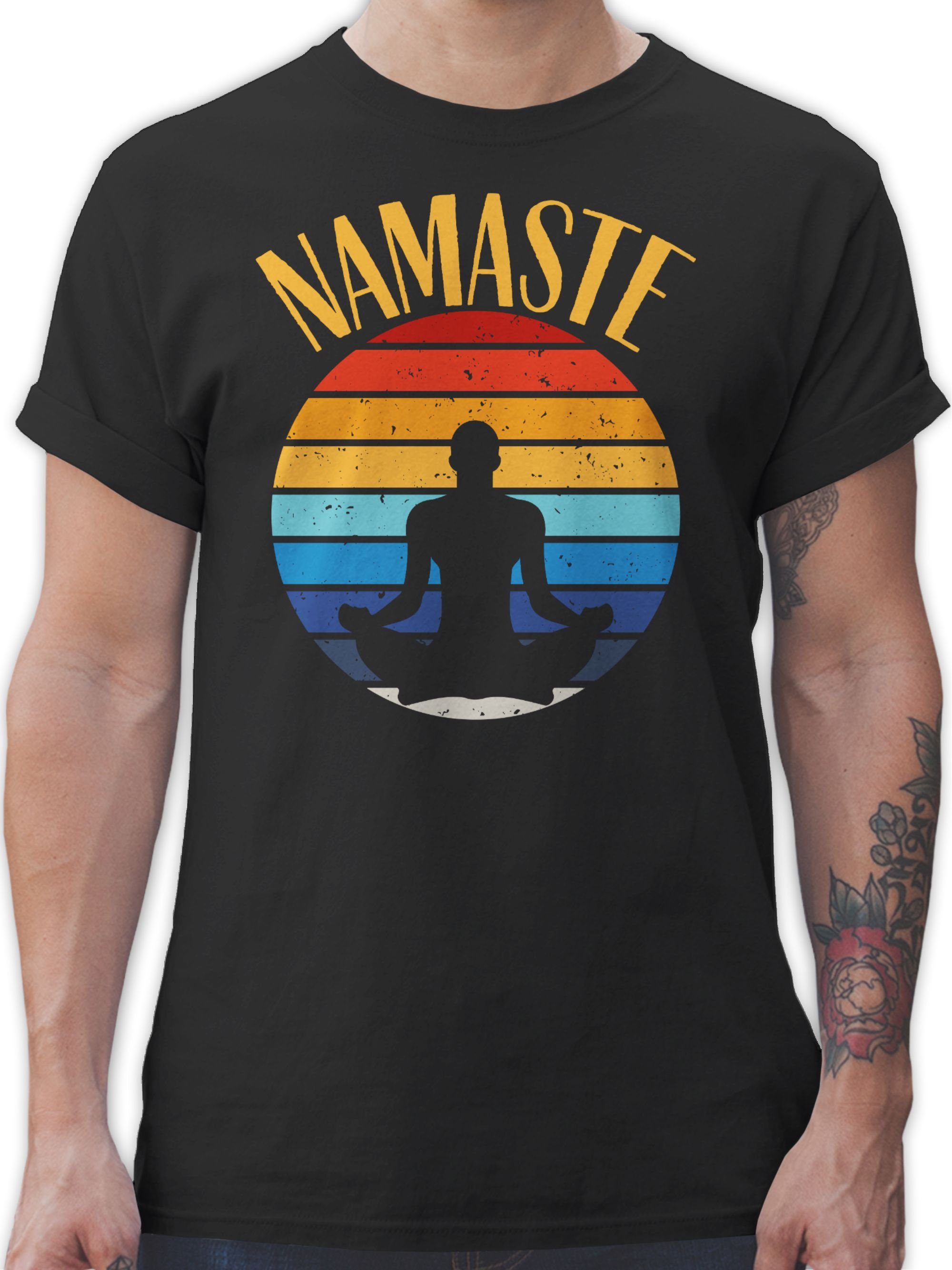 Shirtracer T-Shirt Namaste bunt Yoga und Wellness Geschenk 03 Schwarz