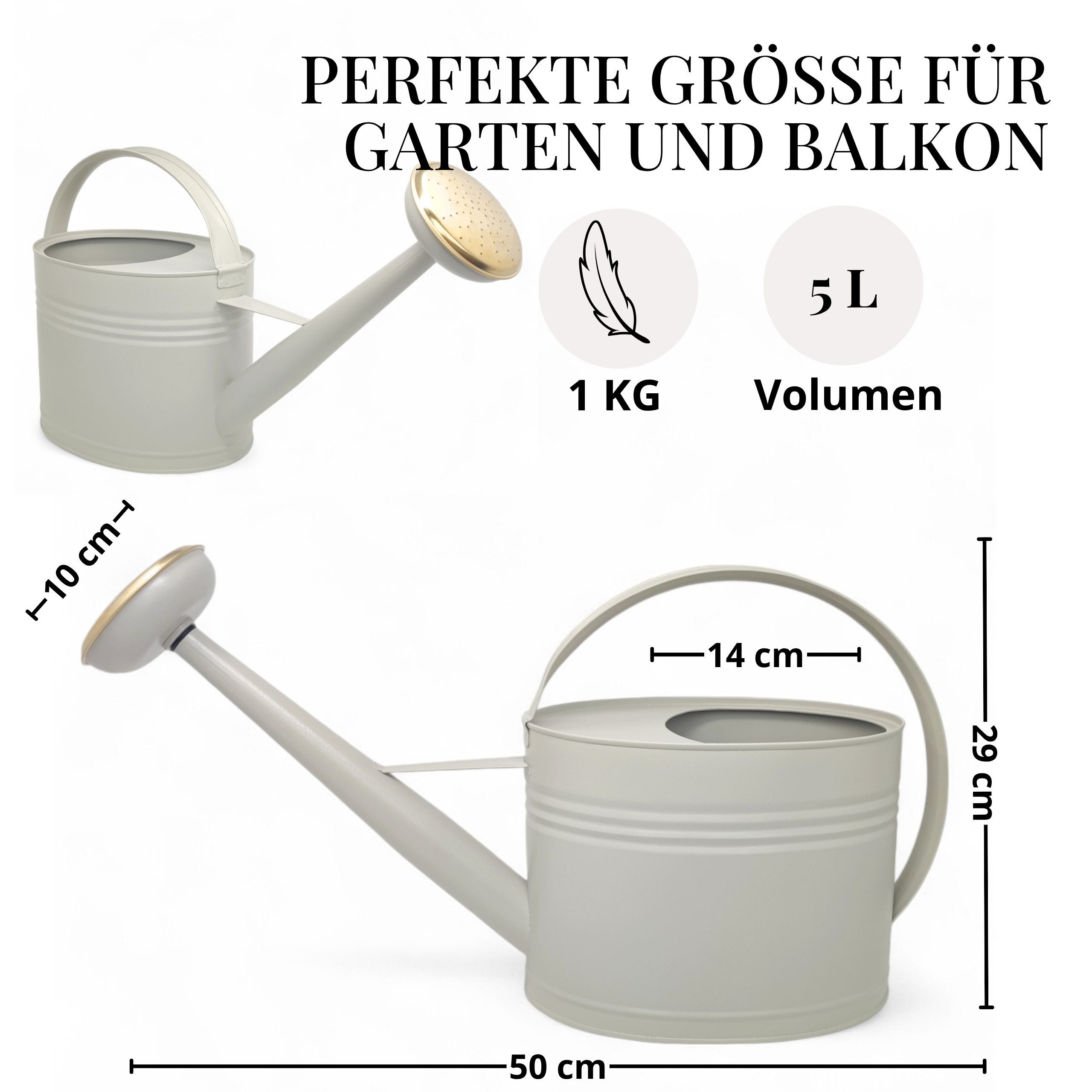 LIVLIG Gießkanne 5L, Gießkanne Vintage, Blumengießkanne, Giesskanne Metall (Die Kanne wird mit einem abnehmbaren Gießkopf geliefert)