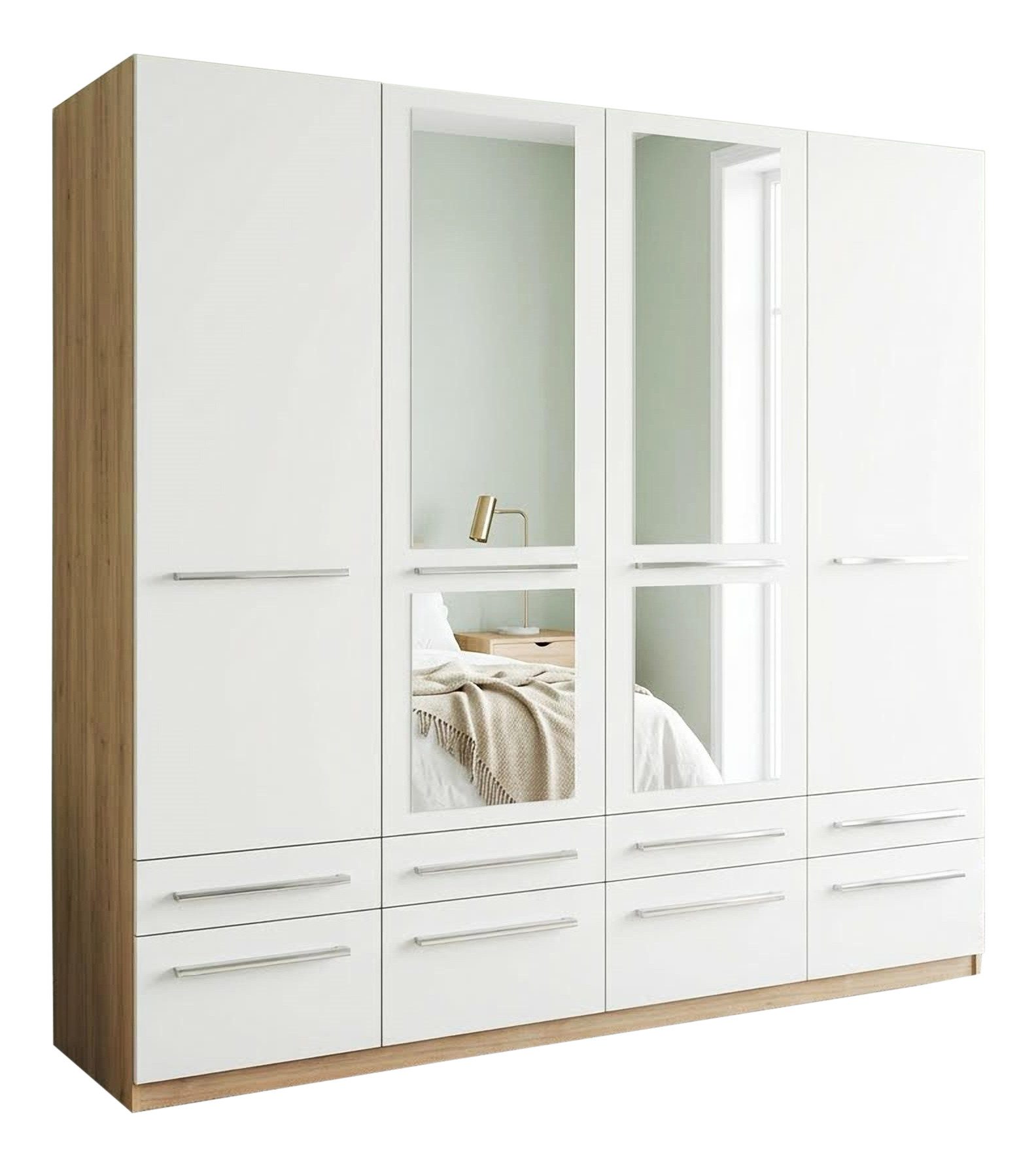 priess Kleiderschrank Schrank Garderobe Wäscheschrank Barcelona in 5 Breiten viel Stauraum, geräumige Schubkästen, mit Spiegel, MADE IN GERMANY