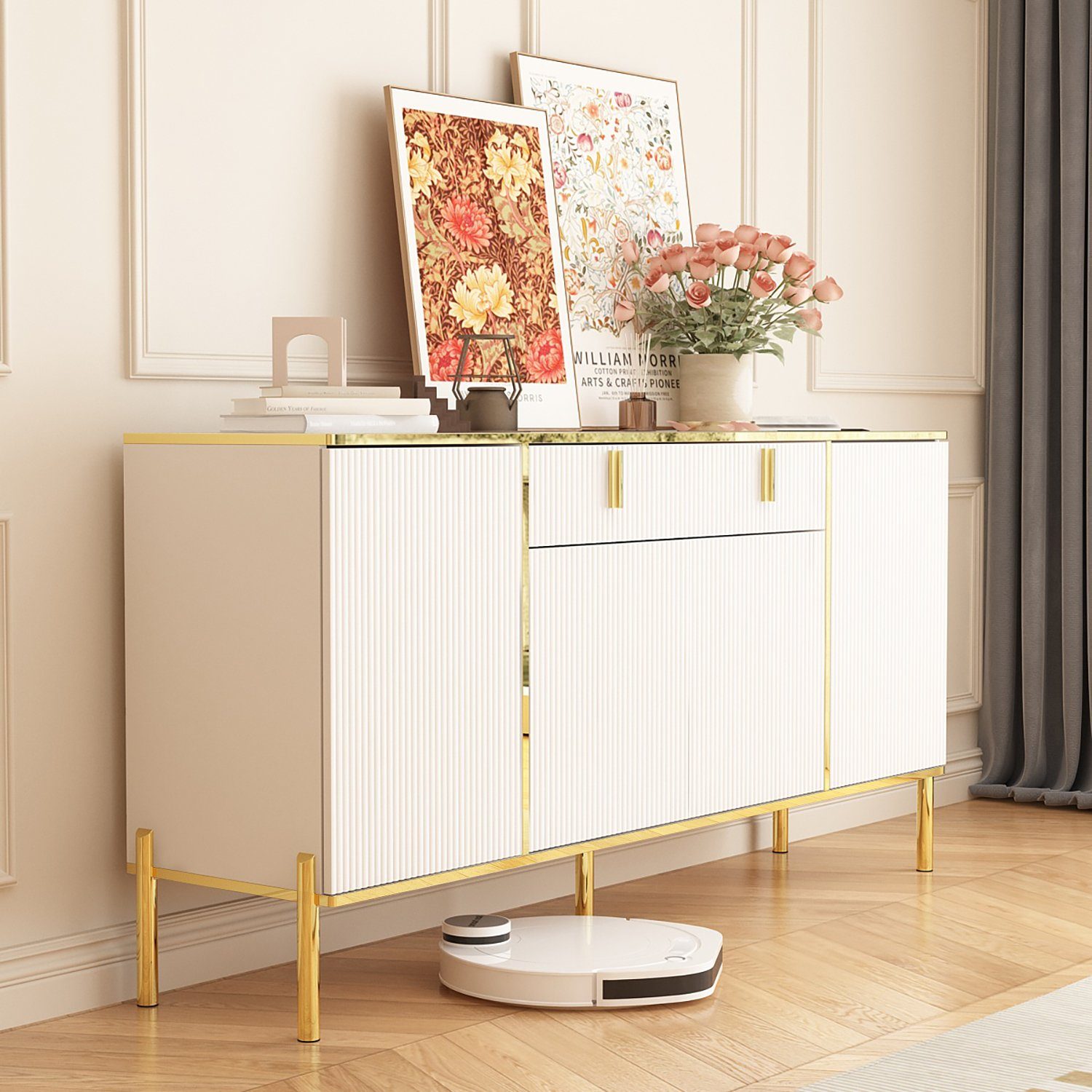 FUFU&GAGA Sideboard Komodenschrank mit 4 Türen günstig online kaufen