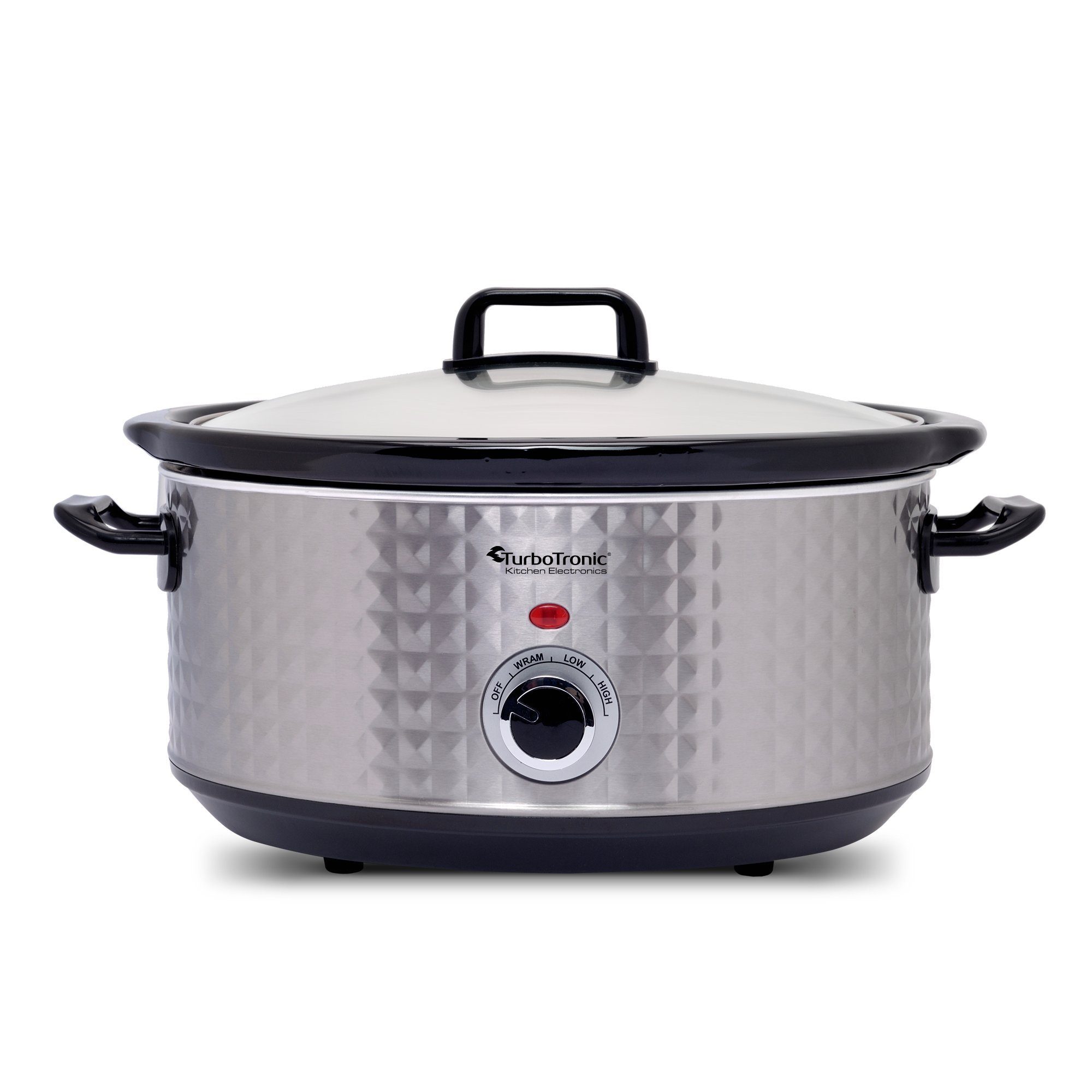 Sous Vide Garer Z-Line & 6,5 W, Rautenmuster mit Schongarer Langsamkocher by TurboTronic Gartopf Slowcooker, 320 Anbrat- Liter Schmortopf Warmhaltefunktion retro