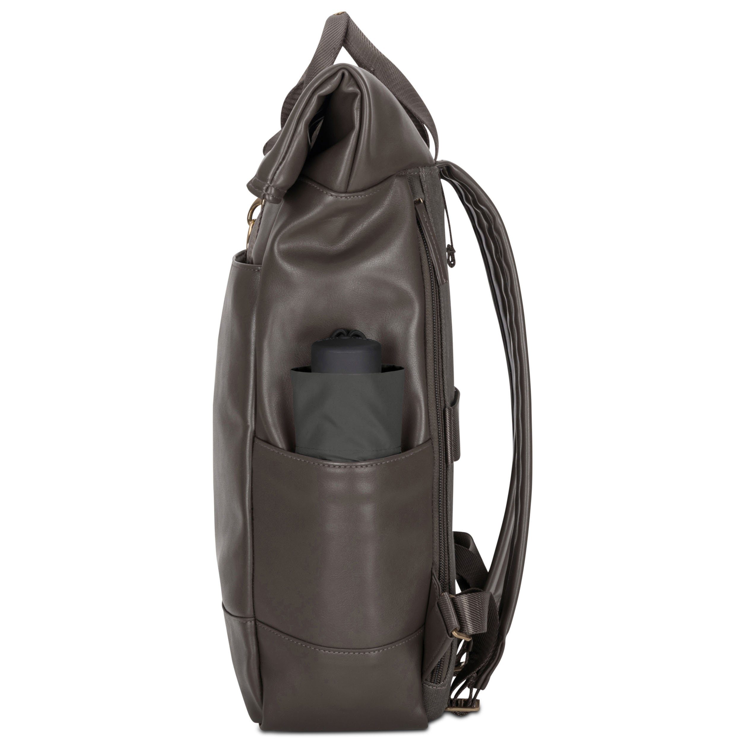 Expatrié Cityrucksack Adele Laptop Rolltop Damen Wasserabweisend (1-tlg), Hochwertiges Kunstleder, Wasserabweisend