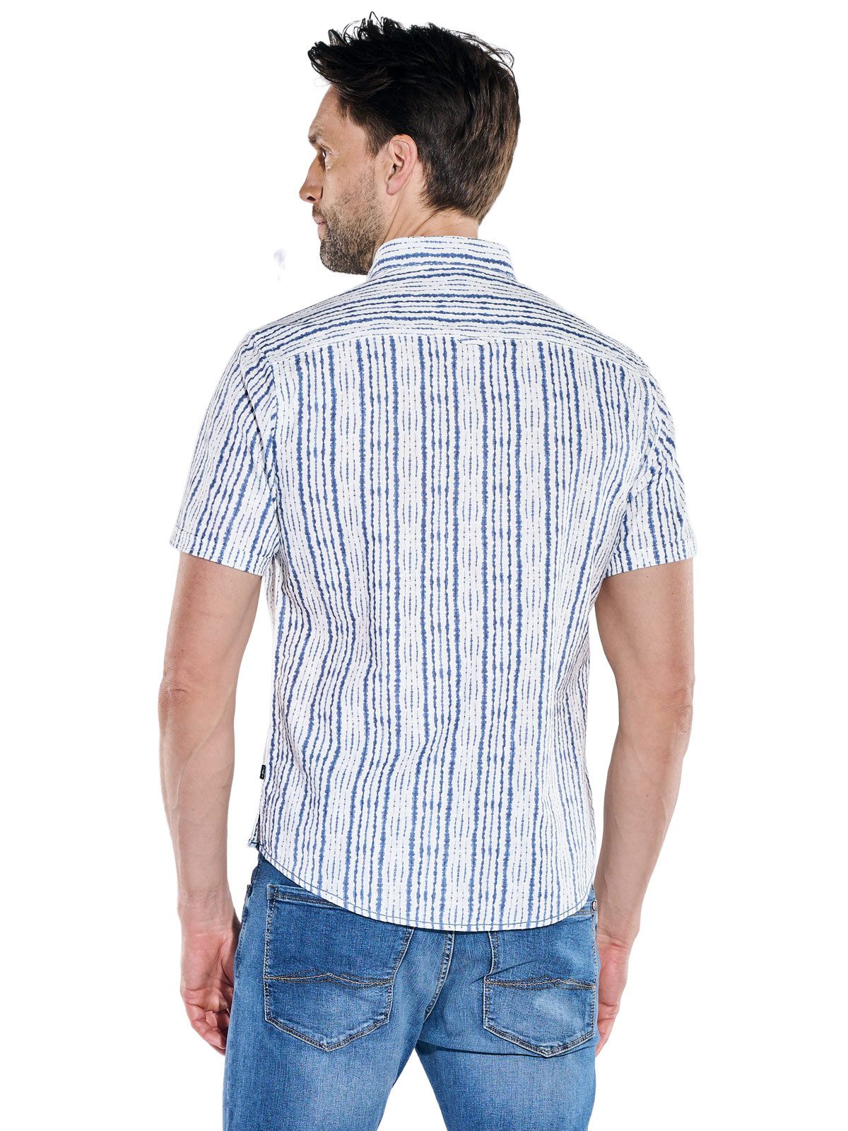 Engbers Kurzarmhemd Herren Kurzarmhemd mit Streifen und Brusttasche, Marineblau