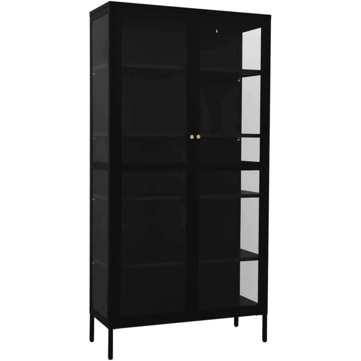 LuxusKollektion Glasvitrine Vitrine Schwarz 90x40x180 Stahl Glas