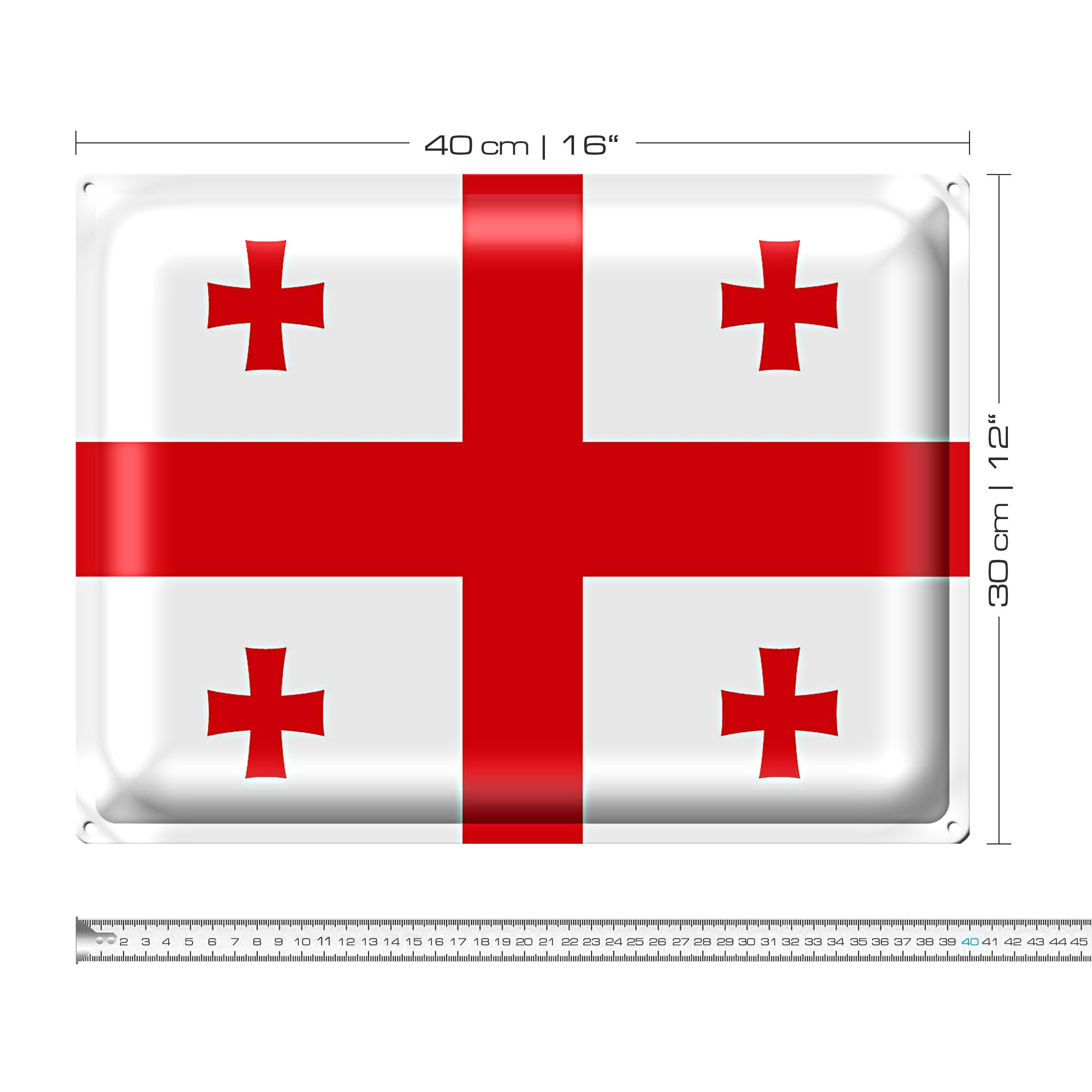 Roomando Metallschild Flagge Georgien 40x30cm Flag of Georgia