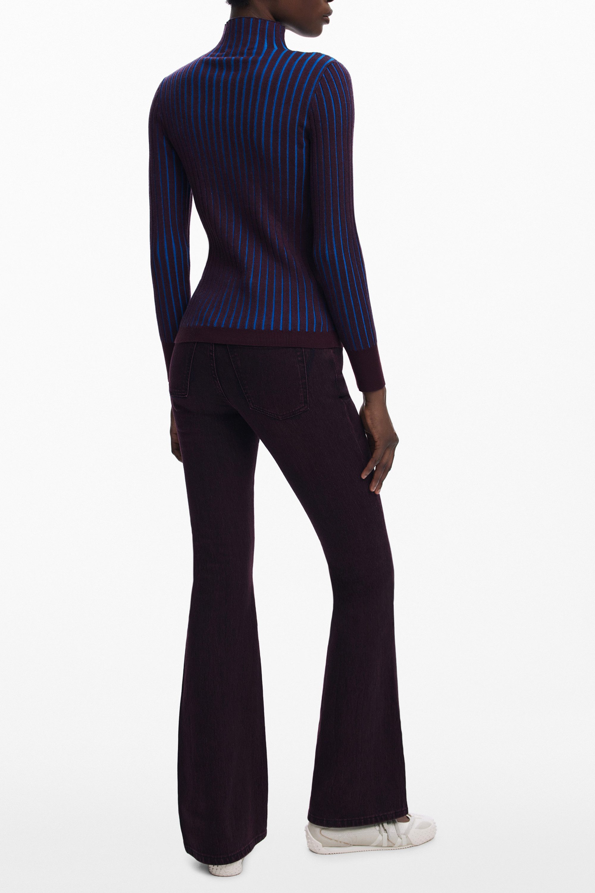 Desigual Strickpullover Brauner Damenpullover mit Rollkragen und Kontrastde günstig online kaufen