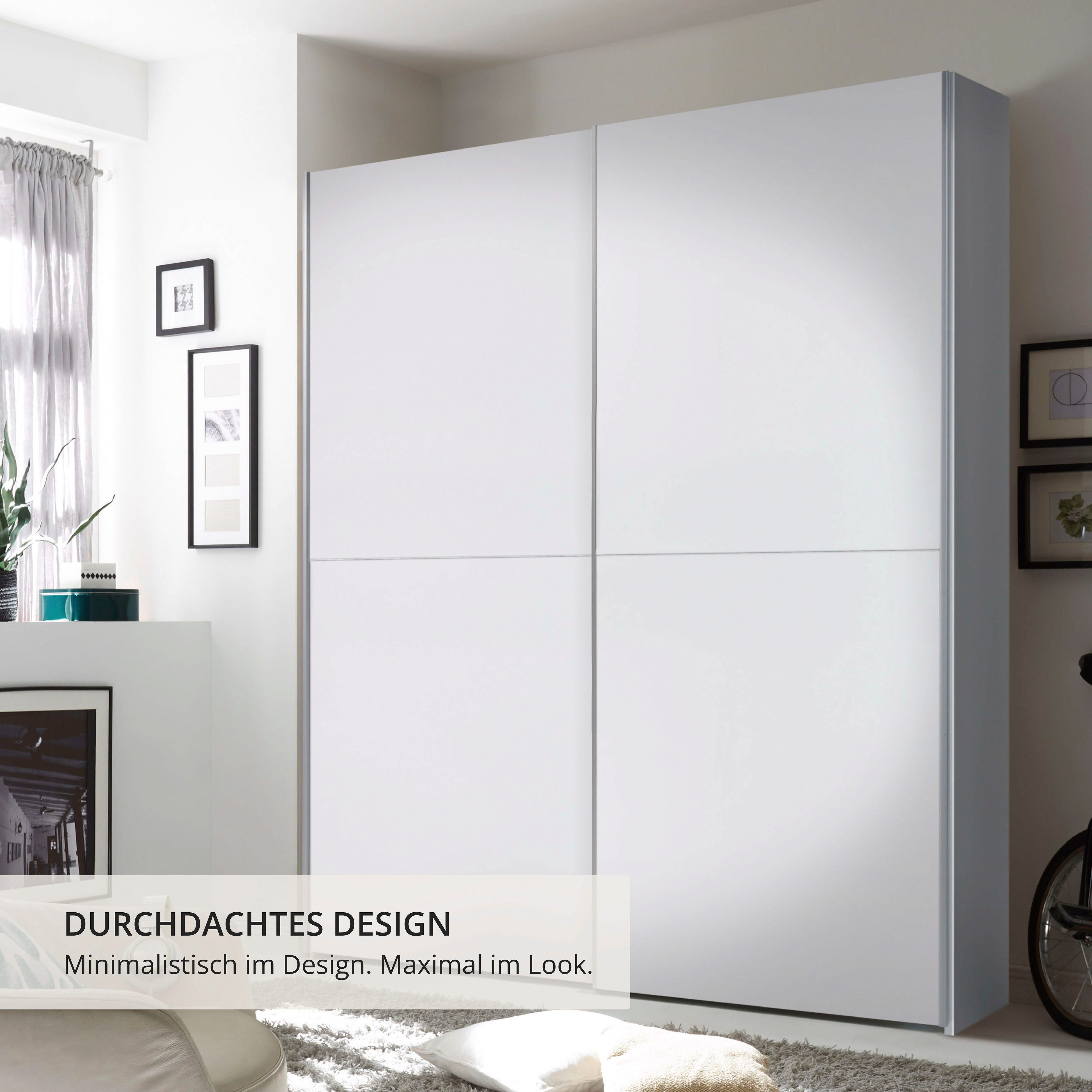 Schlafkontor Schwebetürenschrank Time Schrank, Kleiderschrank mit Schiebetüren 4 Türelemente als Schachbrettoptik