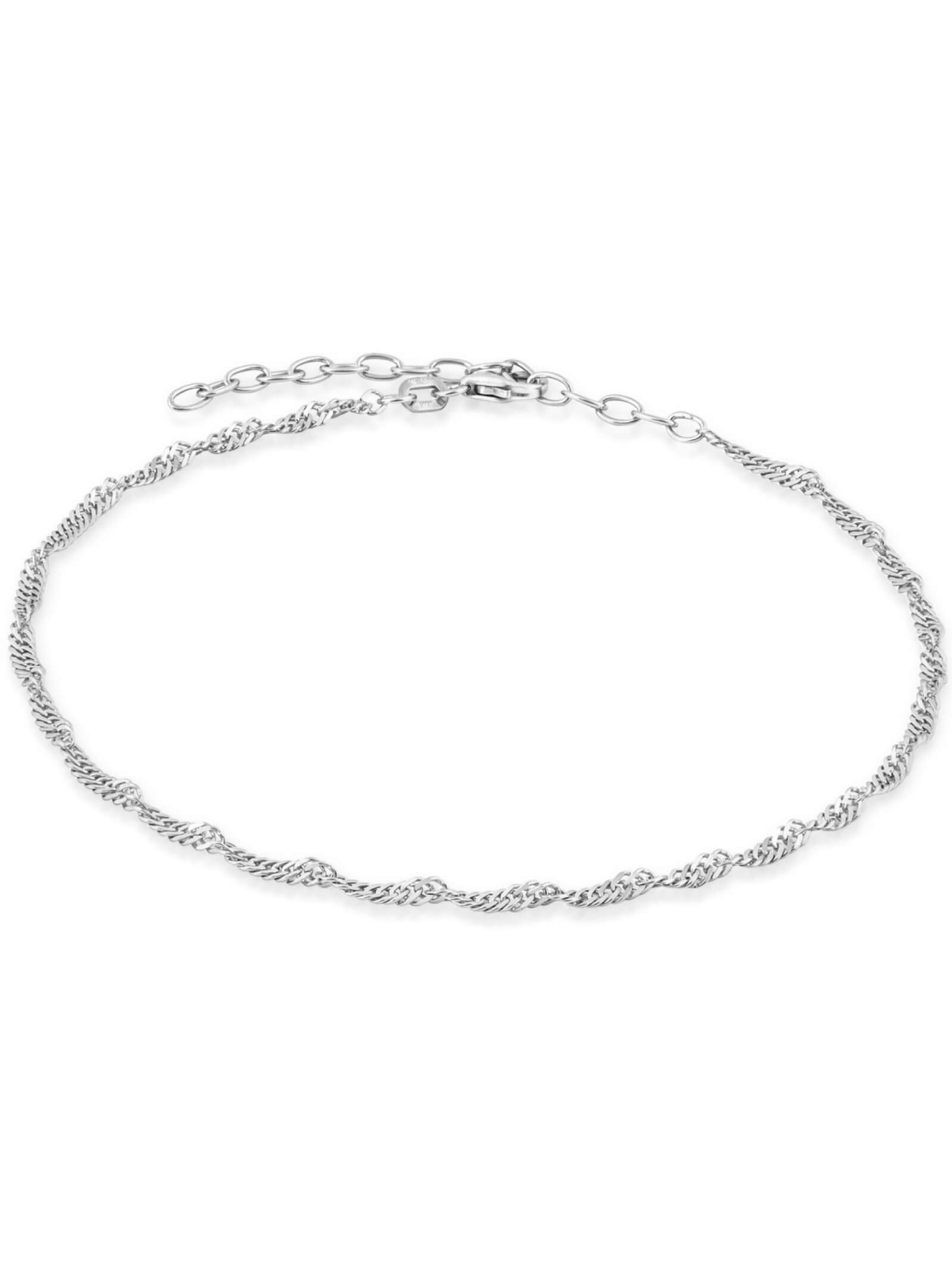 modabilé Fußkette Fußkettchen SINGAPORE, 23cm - 28cm, 2,4mm breit, Sterling Silber 925, Frauen, Made in Germany