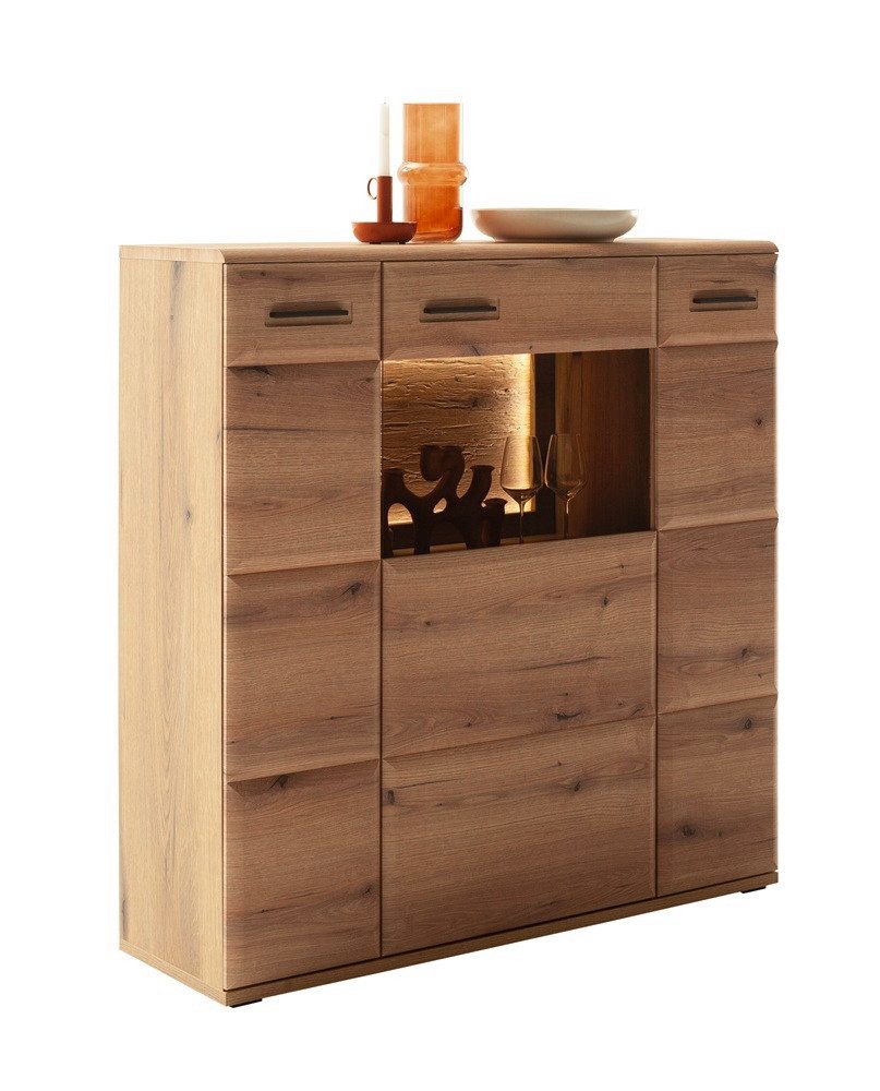 MCA furniture Vitrine Highboard Naxos, Eiche Evoke, ohne Beleuchtung
