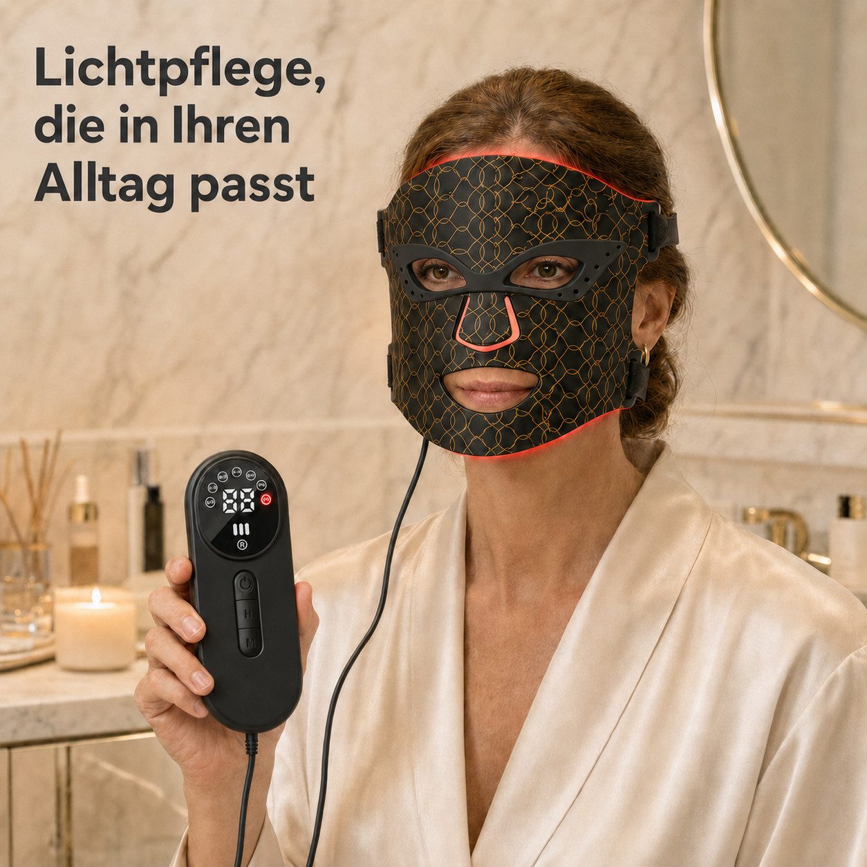 Forrlite Dermaroller Kosmetikbehandlungsgerät 8-Farben-LED-Maskengerät, mit Rotlichttherapie Mikrodermabrasionsgerät LED Mask, Lichttherapie Maske mit 352 LEDs, Für das Gesicht kabelloses LED-Gesichtsmaske, Hautpflege für Zuhause