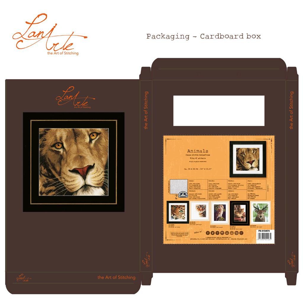 Lanarte Kreativset Lanarte PN-0154979 Nahaufnahme vom Löwen Kreuzstichpackung, (Set, embroidery Kit), Made in Europe