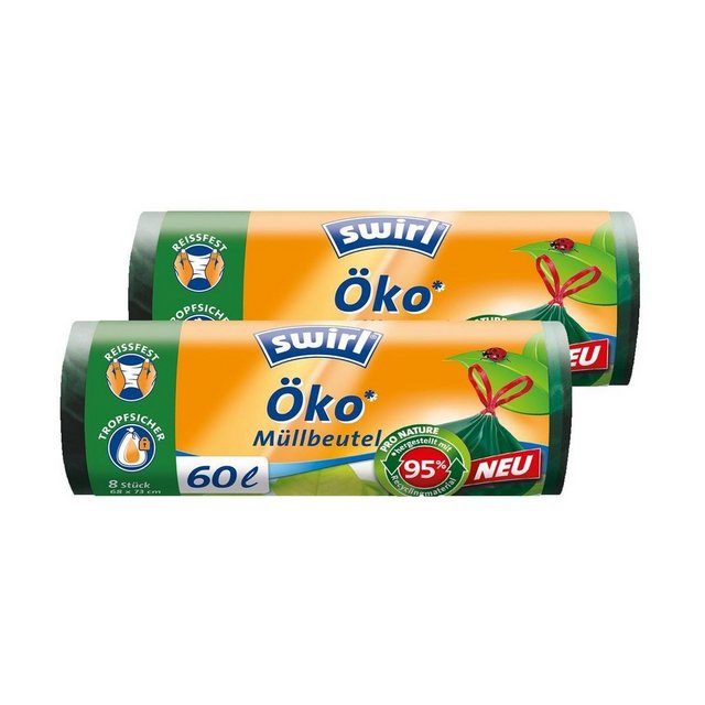 Swirl Müllbeutel Swirl Öko Müllbeutel 60L 8 stk./ Rolle mit Zugband (2er Pack)