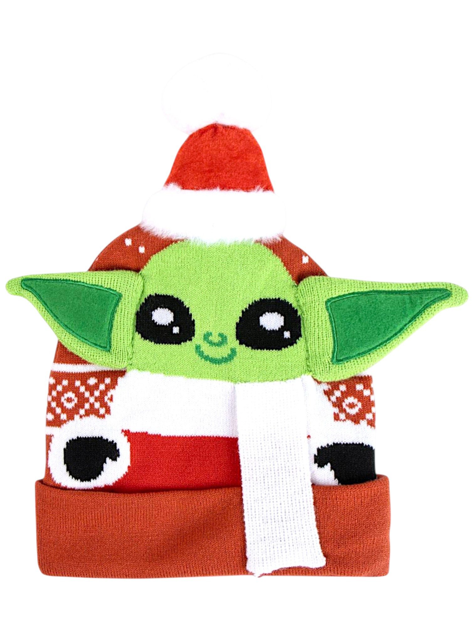 Cerdá Bommelmütze Grogu Weihnachtsmütze mit 3D-Ohren Kinder Strickmütze Einheitsgröße