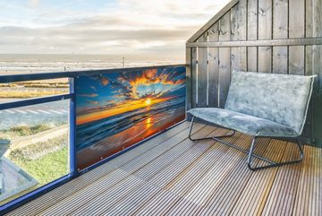 MuchoWow Balkonsichtschutz Meer - Sonnenuntergang - Strand - Wolken - Orange (1-St) Balkon Sichtschutz 90x200, Windschutz für Zaun PVC, 200x90 cm