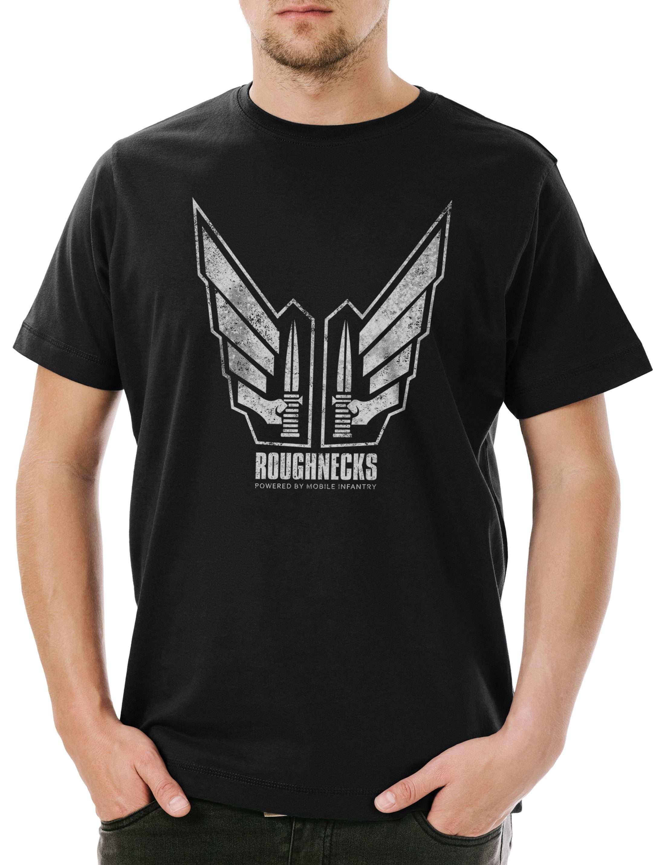Print-Shirt Ricos Roughnecks Herren T-Shirt Tattoo Flag Starship Movie Troopers