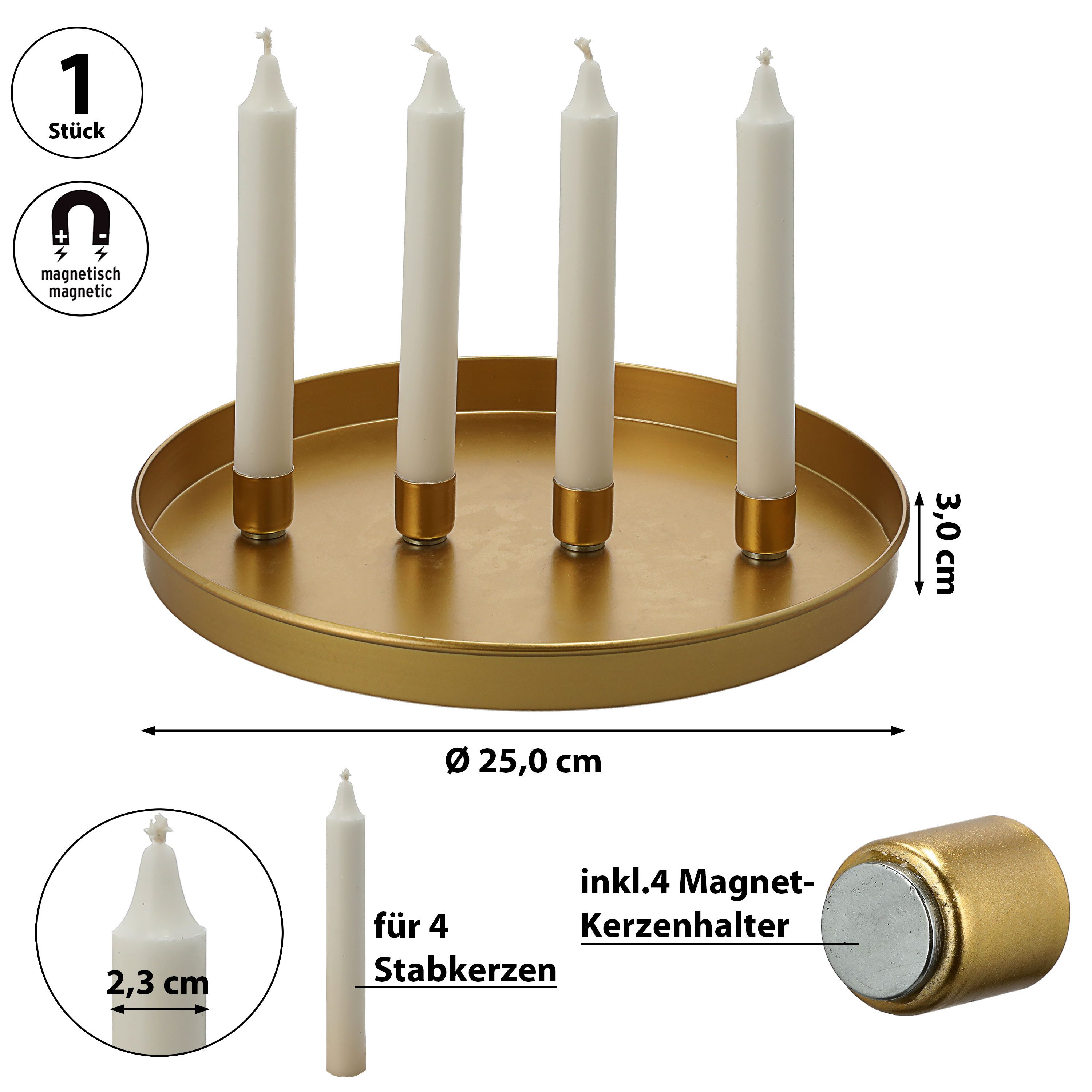CEPEWA Kerzenhalter Stabkerzenhalter 'GoldMagnet' magnetisch Metall günstig online kaufen