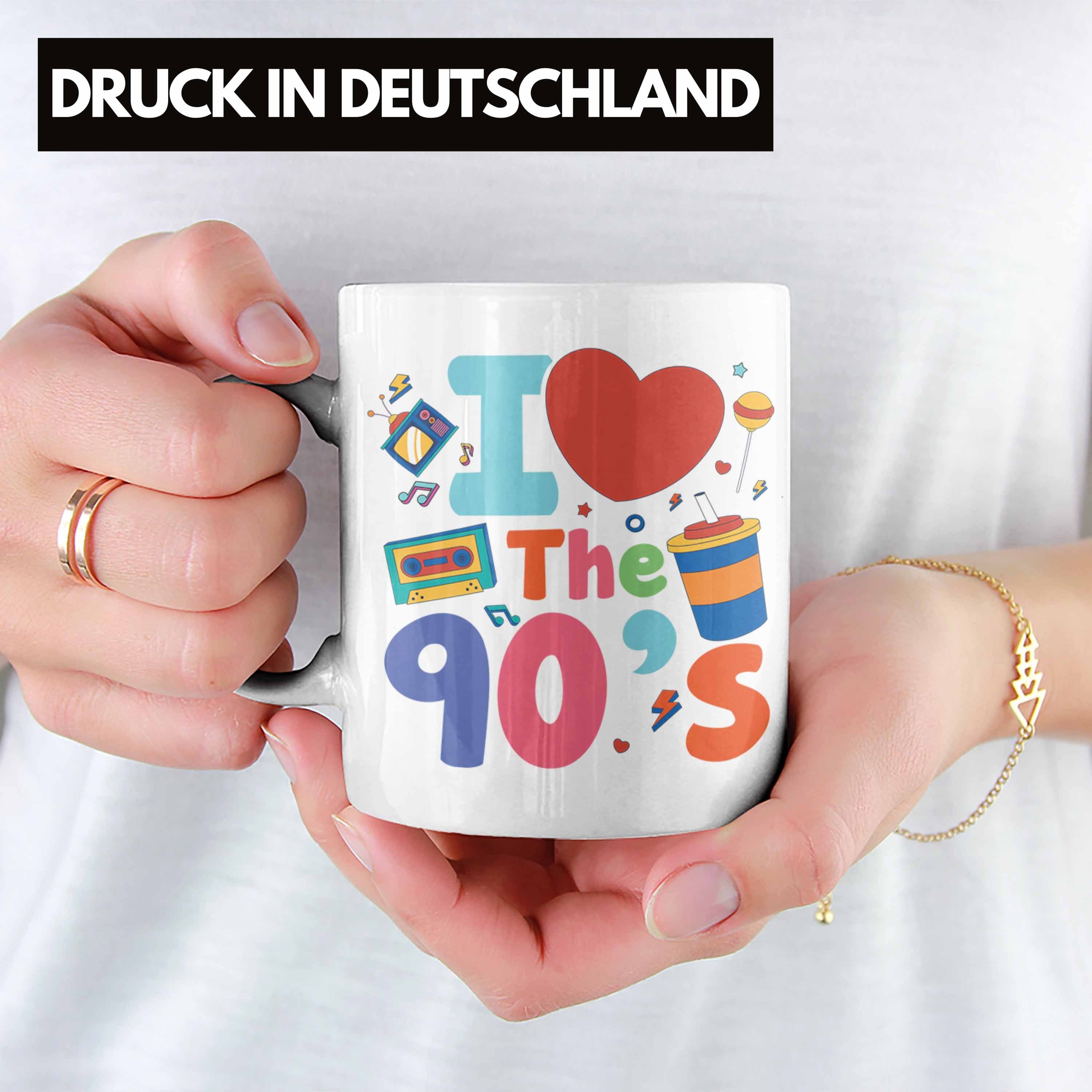 Trendation Tasse Trendation - The Love 90er Weiss 90's I Jahre Geschenkidee Party Geschenk Neunziger Tasse