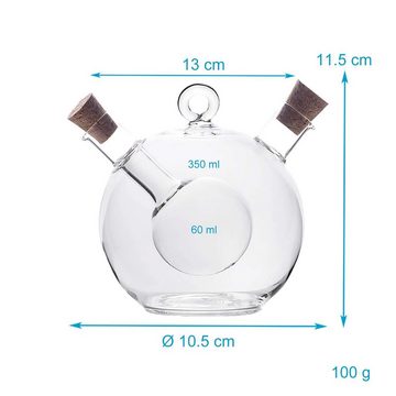 Intirilife Ölspender, 2-in-1 Essig- und Ölspender Ölflasche aus Glas