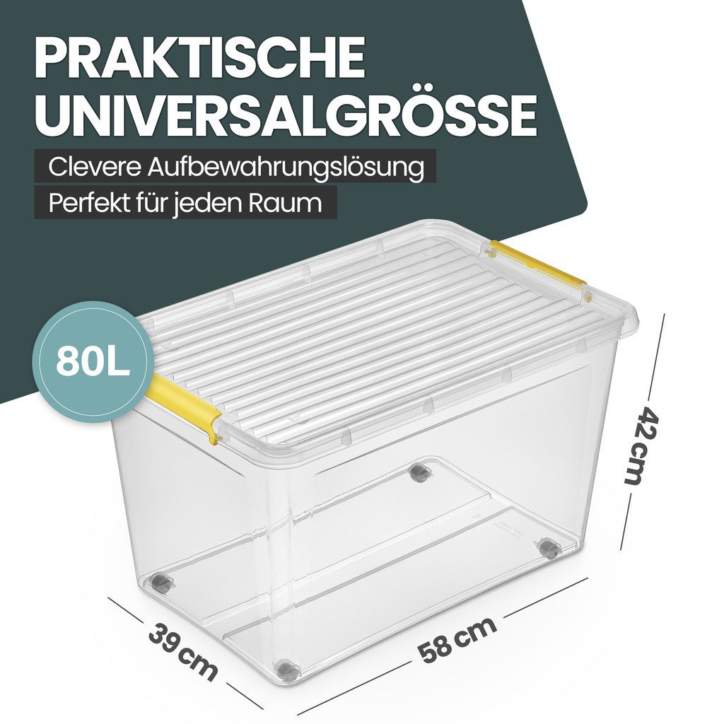 Kreher Aufbewahrungsbox Simple Store, in Transparent, rollbar, BPA-frei Set/Größe wählbar) (4 St)