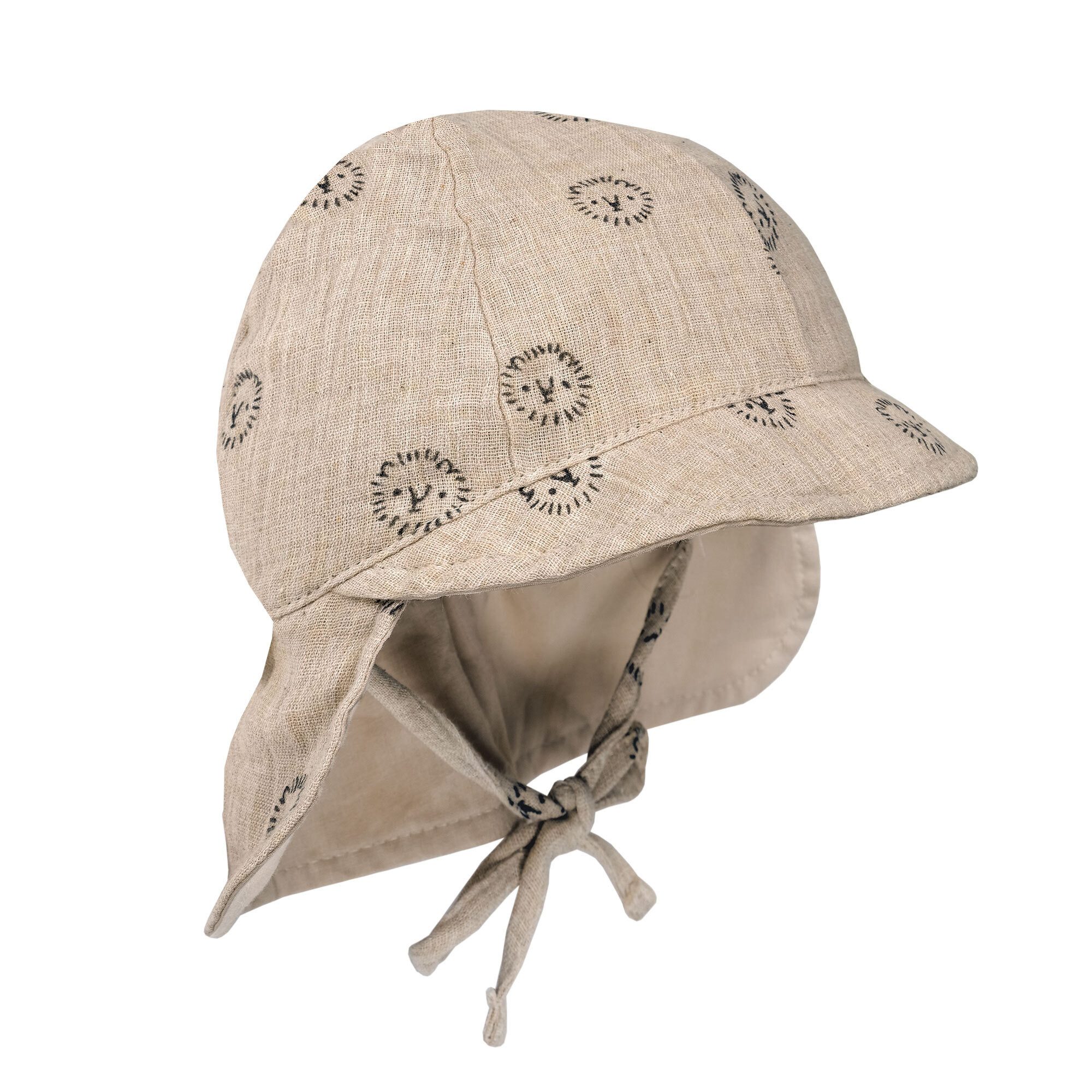 MAXIMO Schirmmütze GOTS BABY-Schildmütze, Band Musselinstoff, Nackenschutz, Futter, UV (1-St) Musselin