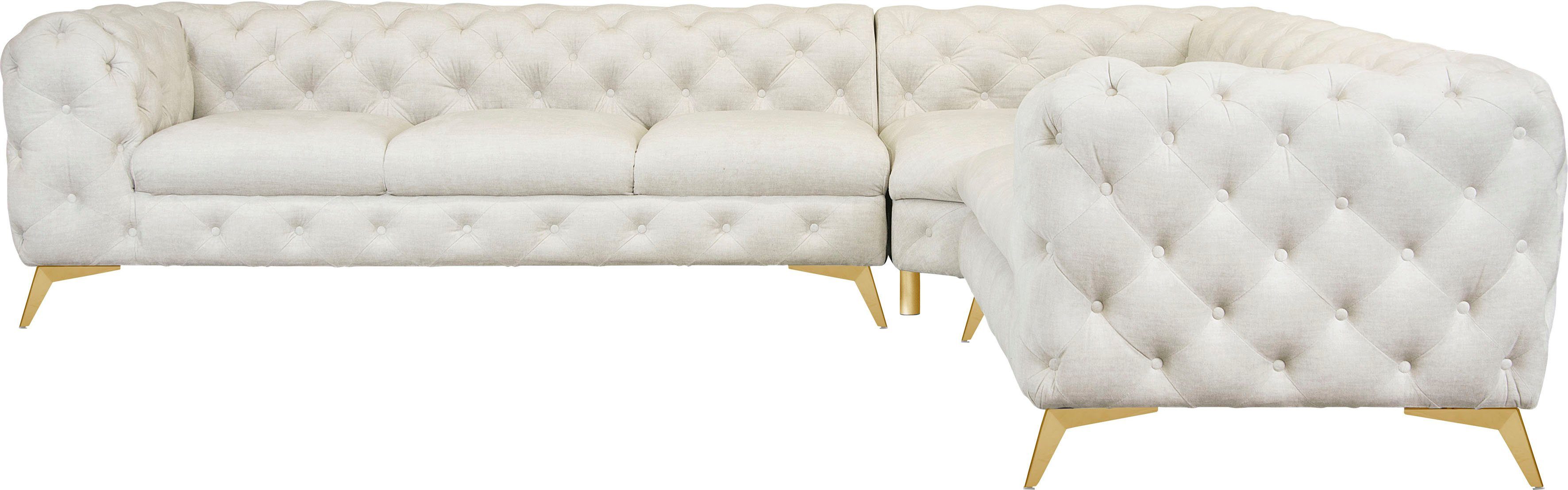 Leonique Chesterfield-Sofa "Ecksofa GLYNIS L-Form mit Wellenunterfederung, günstig online kaufen