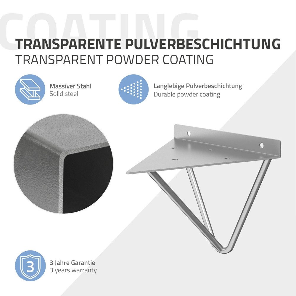 ML-DESIGN Wandregalhalter Regalhalterung Winkel Halterung für Regale & Konsolen Regalträger, 4-tlg., Regalstütze Prisma 4er Set solide Regalwinkel Industrial Metall