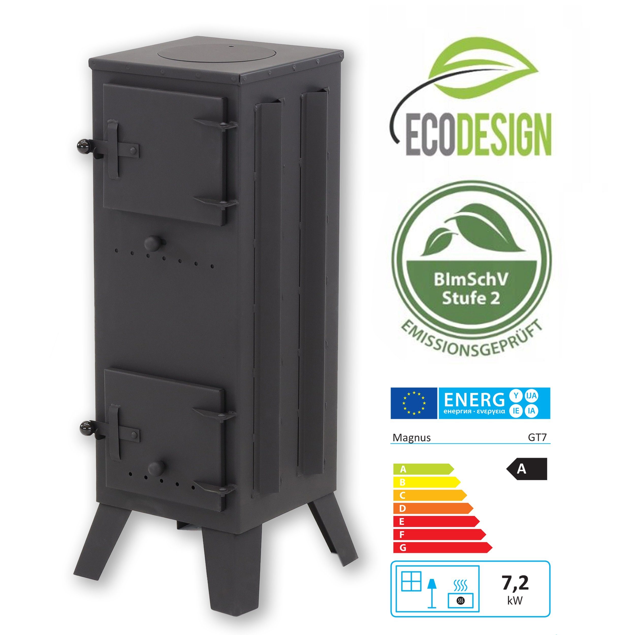 Magnus Werkstattofen Kaminofen 7,5 kW mit Schamottstein GT7PR schwarz, 7.5 günstig online kaufen