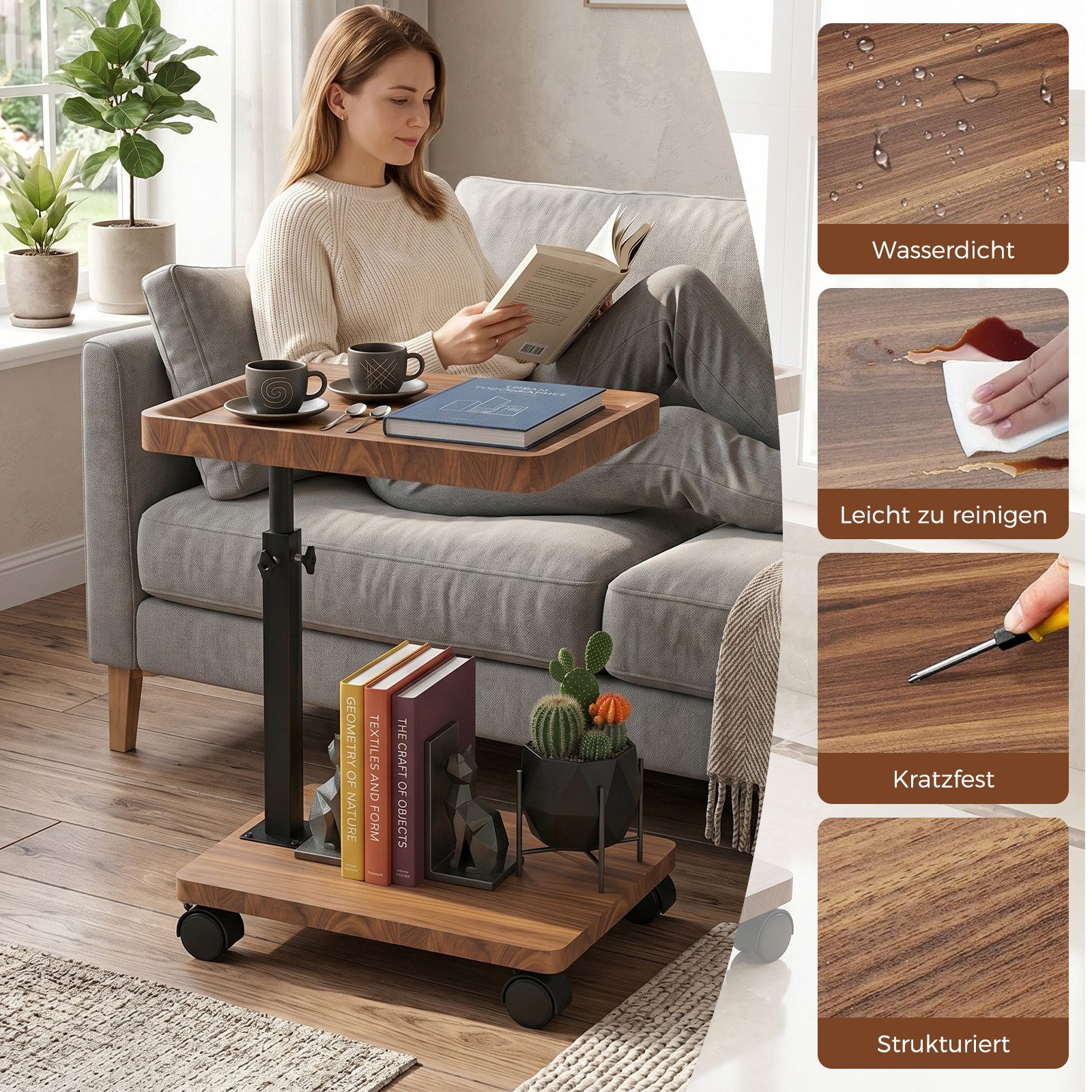 AKKEE Beistelltisch Sofa Klein Beistelltisch, für Schlafsofa und Badewanne, Sofatisch – Bild 4 von 5