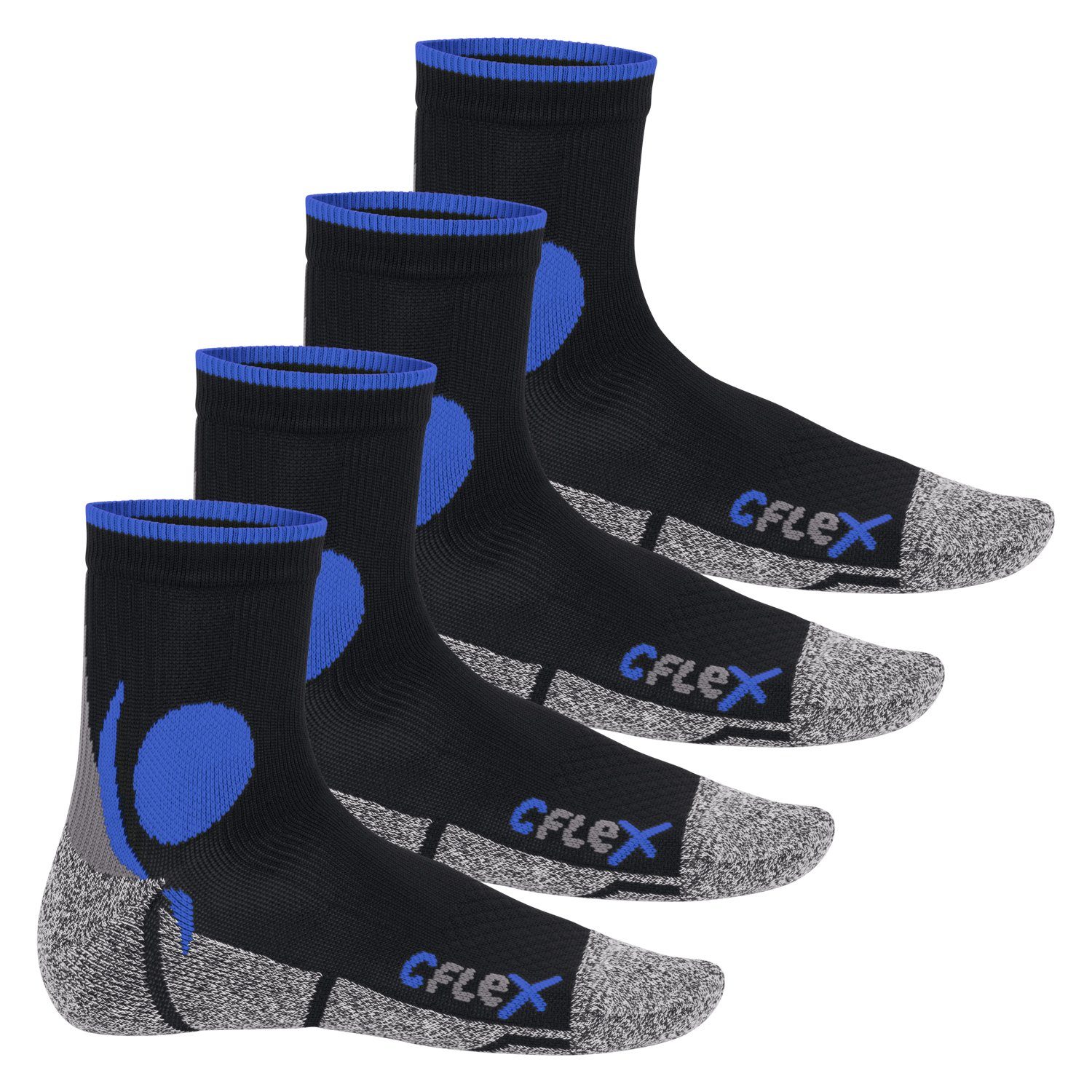 Laufsocken Herren Schwarz/Blau und (4 Running Damen Paar) Sportsocken Funktions-Socken CFLEX
