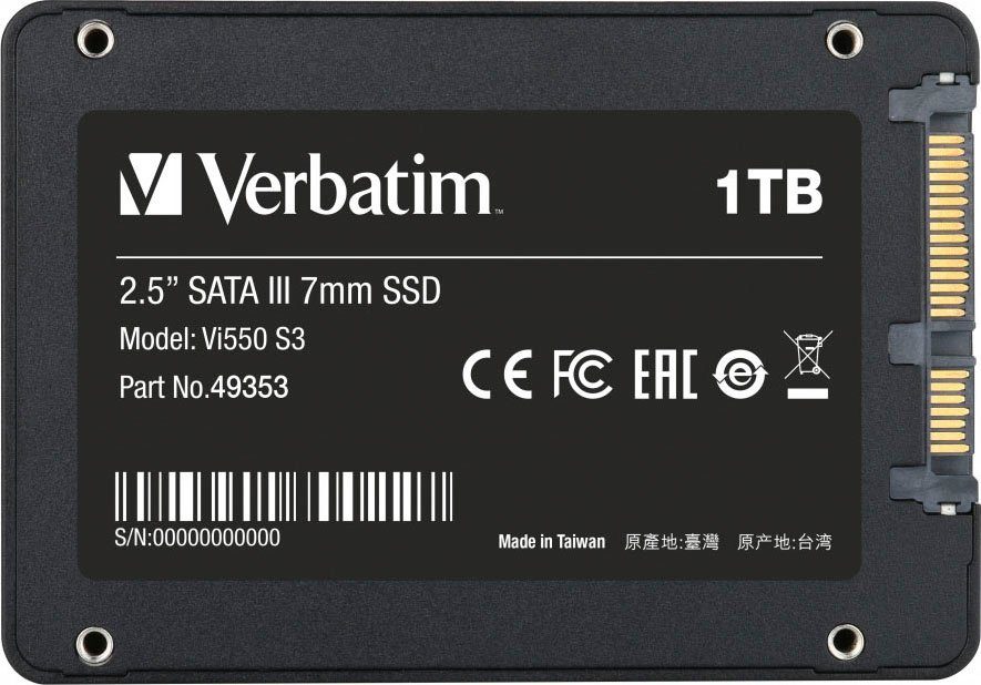 TB) 560 MB/S S3 SSD MB/S Verbatim Lesegeschwindigkeit, Vi550 Schreibgeschwindigkeit 2,5" 535 (1 interne