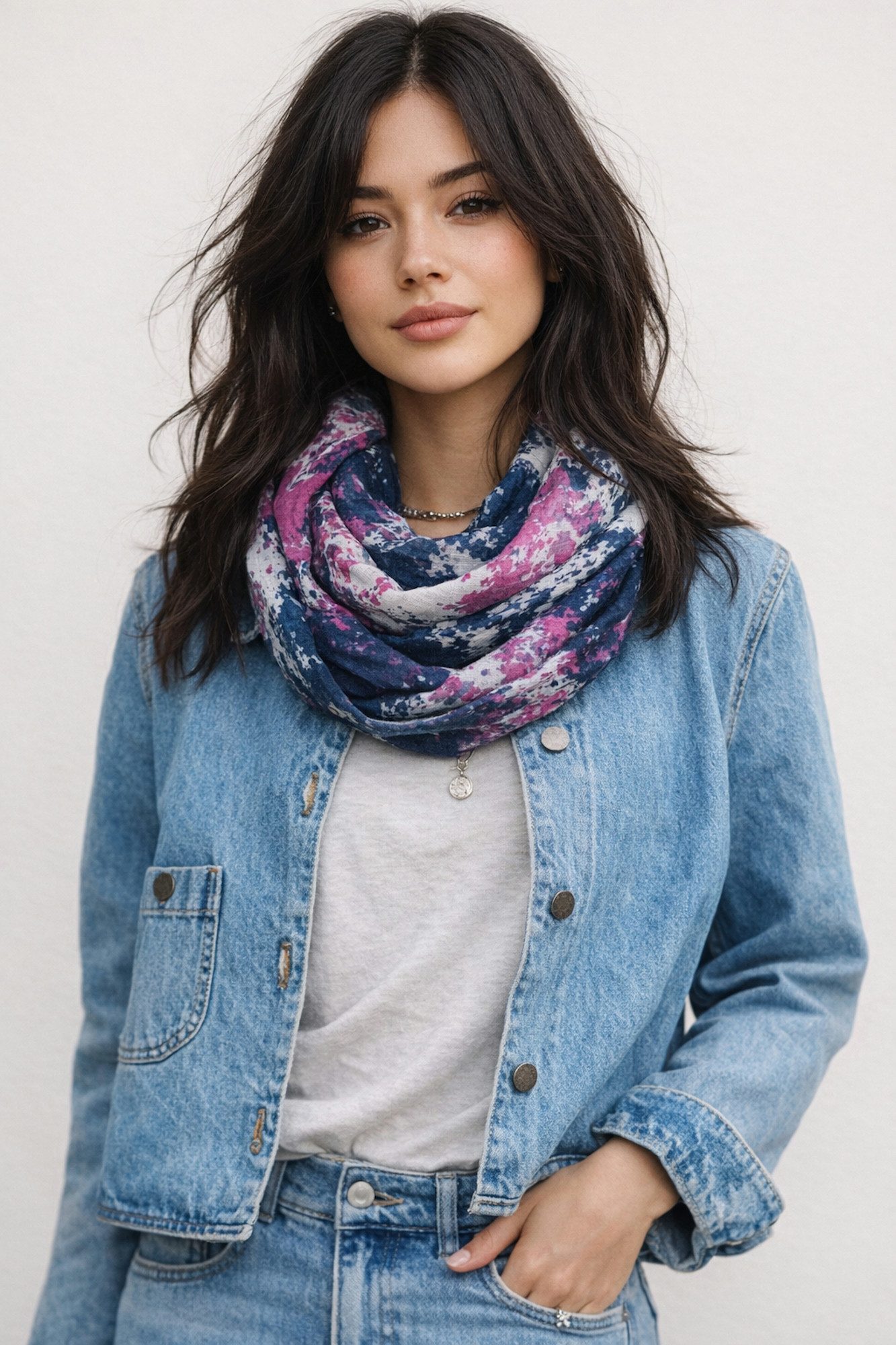 Ella Jonte Loop, mit buntem Airbrush-Muster – Leichter Rundschal in 4 Trendfarben