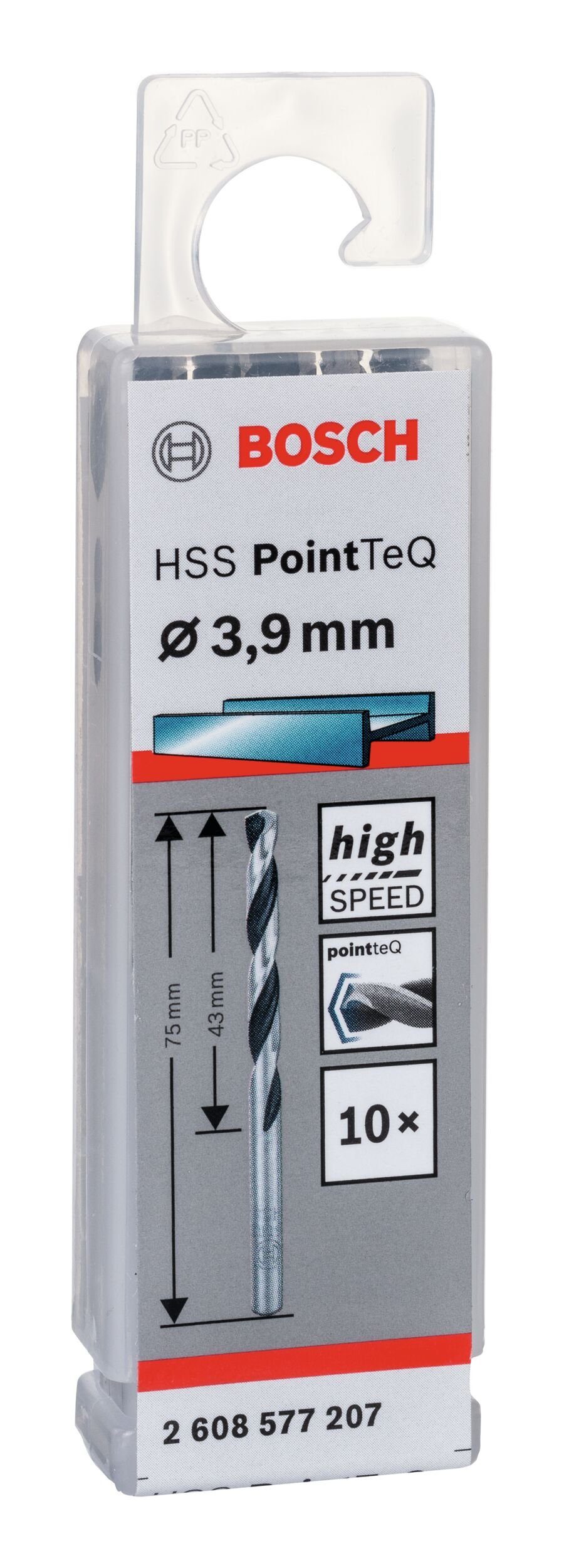 Thumbnail - BOSCH Metallbohrer, (10 Stück), HSS PointTeQ (DIN 338) Metallspiralbohrer - 3,9 mm - 10er-Pack